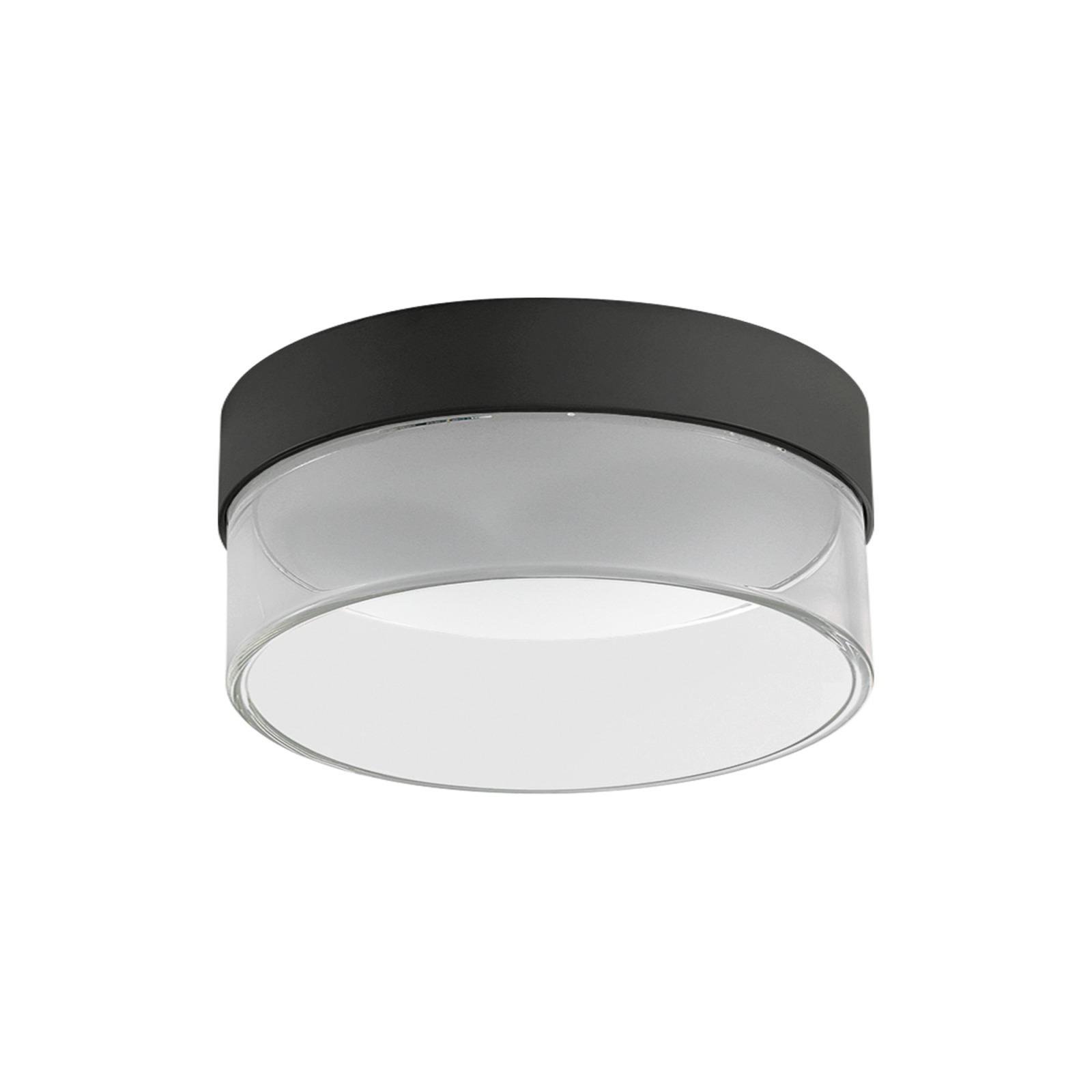 Candeeiro de teto LED Crumb, preto, Ø 15,4 cm, ferro, vidro