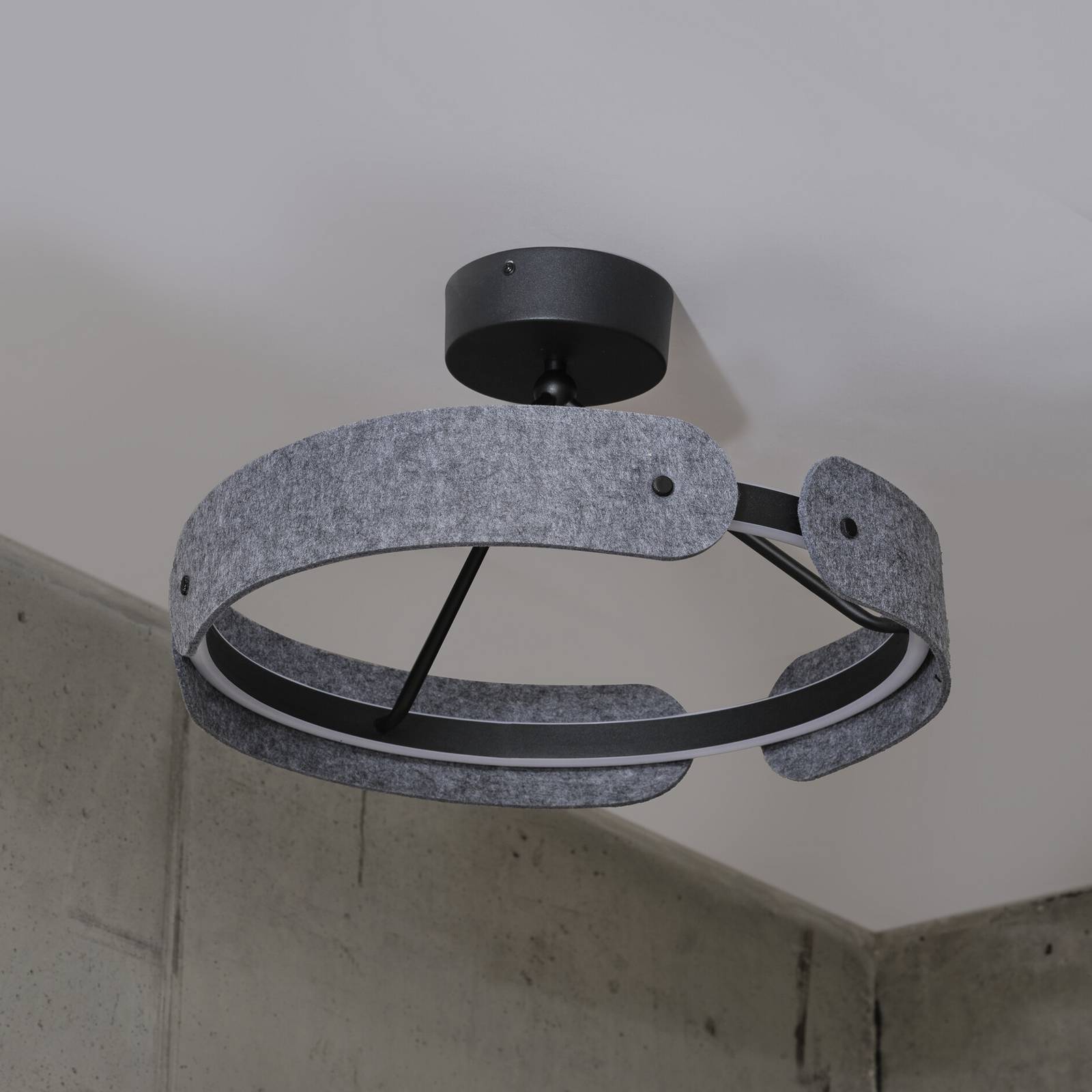 Lampa sufitowa LED OSRAM Decor Curve Felt, szara, filc, 3000 K