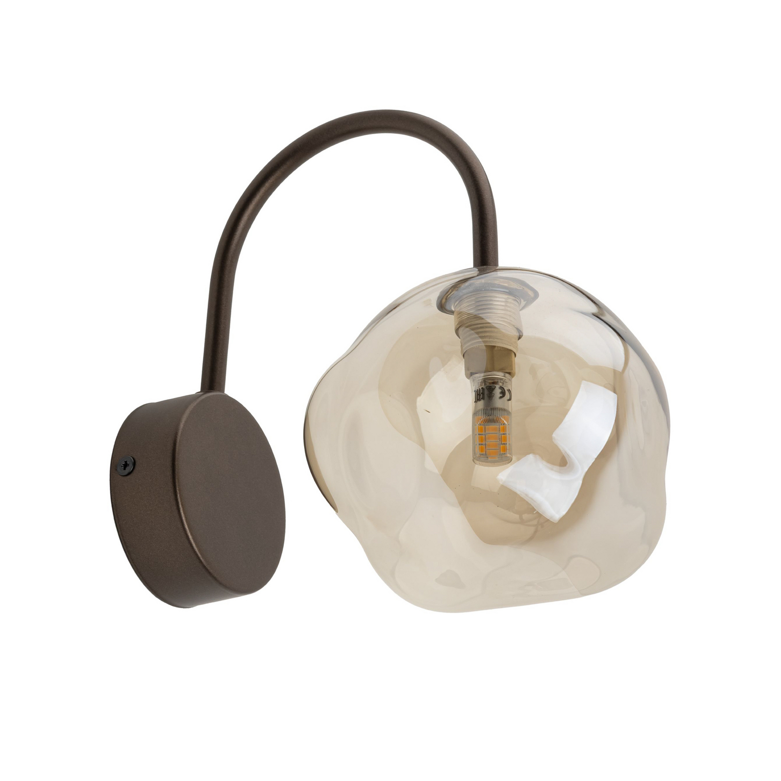Aplică Lava, maro, sticlă, înălțime 21 cm, G9 Aplică Lava, maro, sticlă, înălțime 21 cm, G9