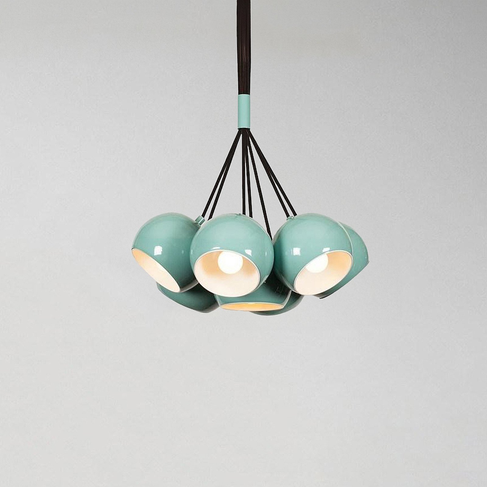 Hanging light Sivani MR-629, turquoise, metal 7-bulb bundle