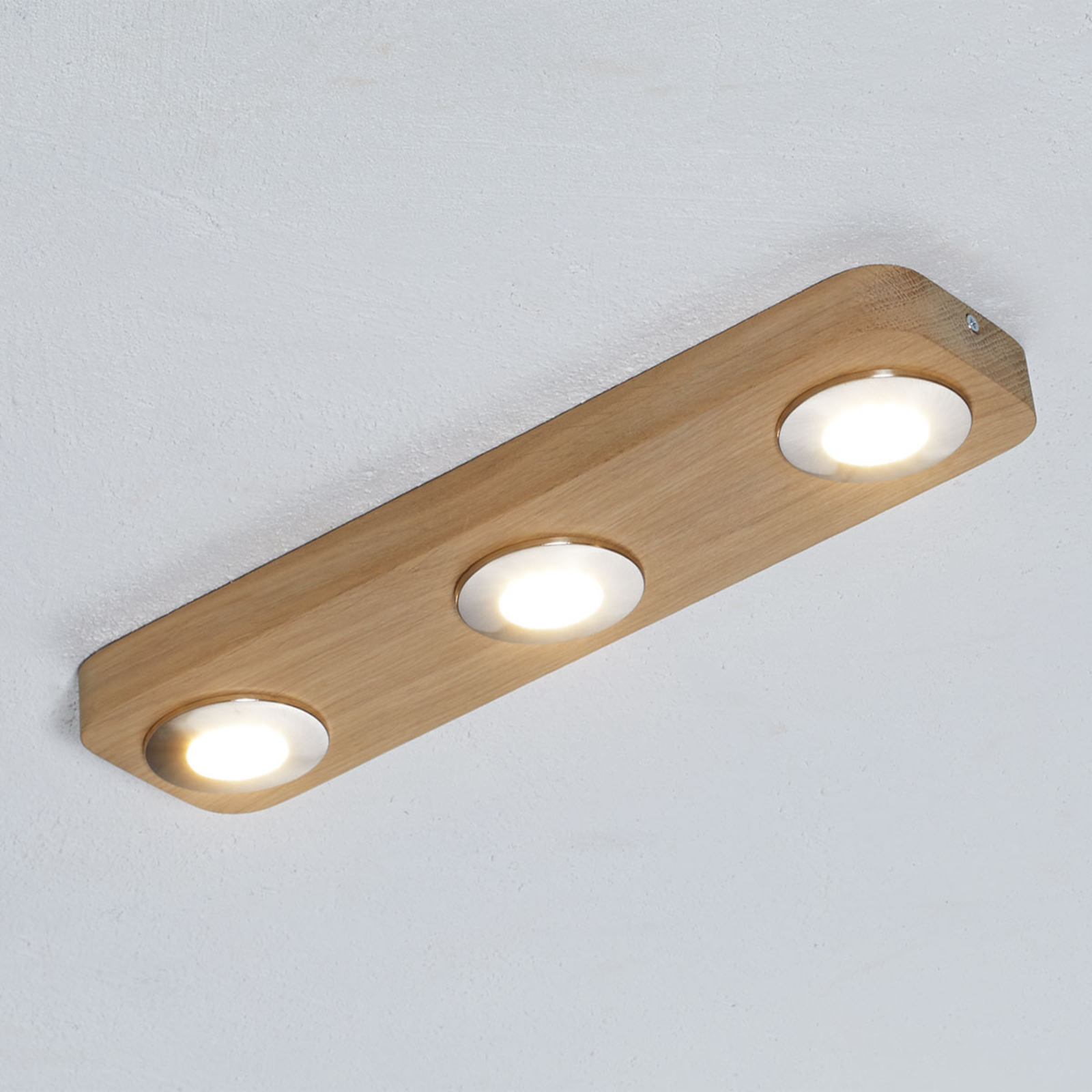 Plafonnier LED Sunniva, bois, en longueur