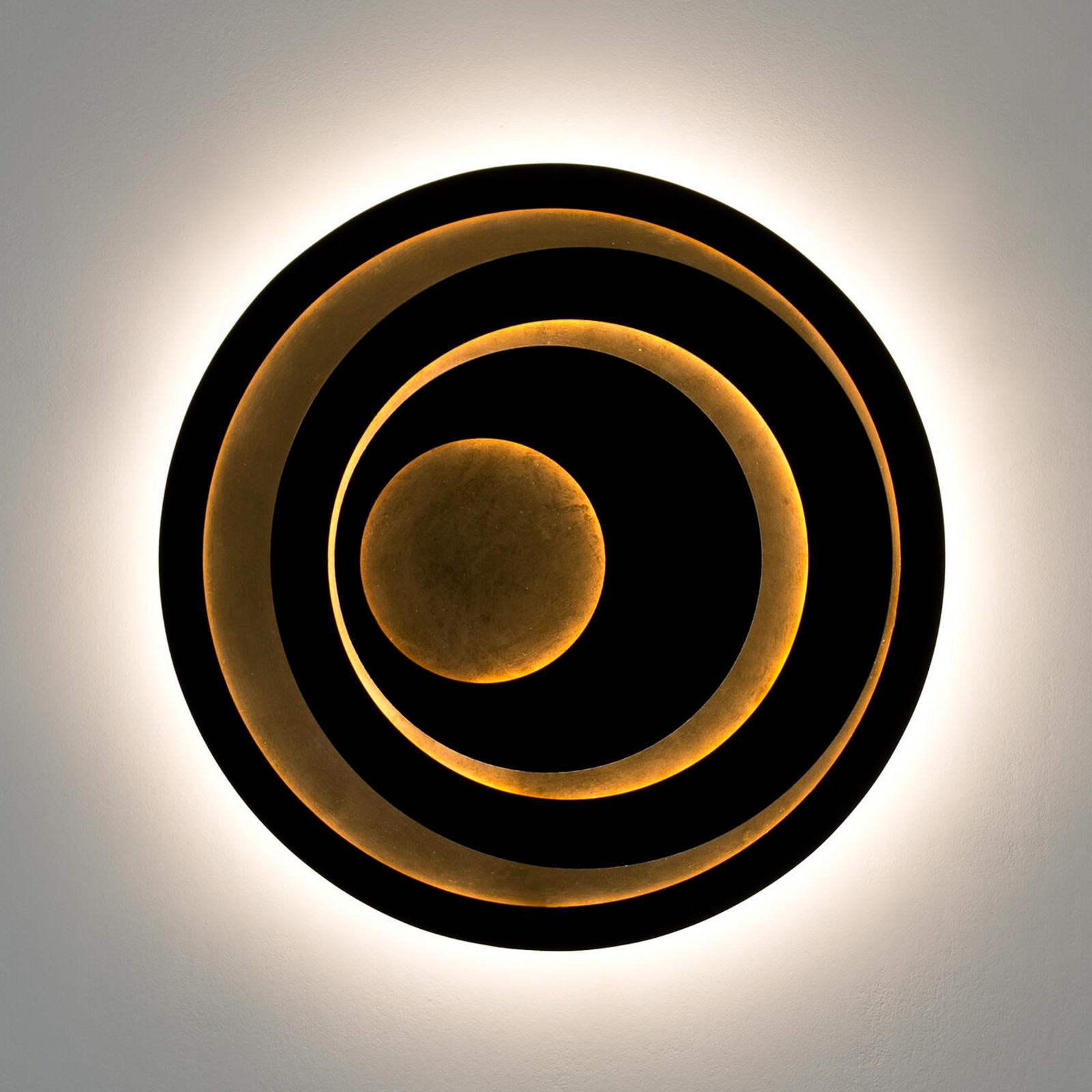 Holländer Aplică de perete LED SOLVANE negru/auriu Ø 80 cm metal dimabil - Camera de zi / sufragerie - Modern - maro-negru-auriu