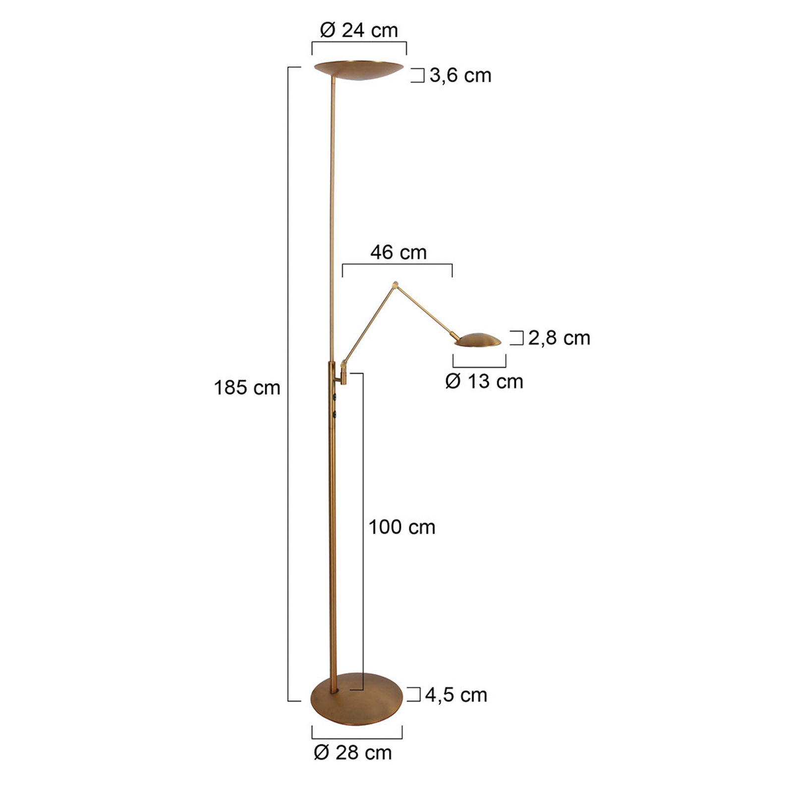 LED uplighter Daphne 2 + leeslampje, brons, CCT, afstandsbediening. LED uplighter Daphne 2 + leeslampje, brons, CCT, afstandsbediening.