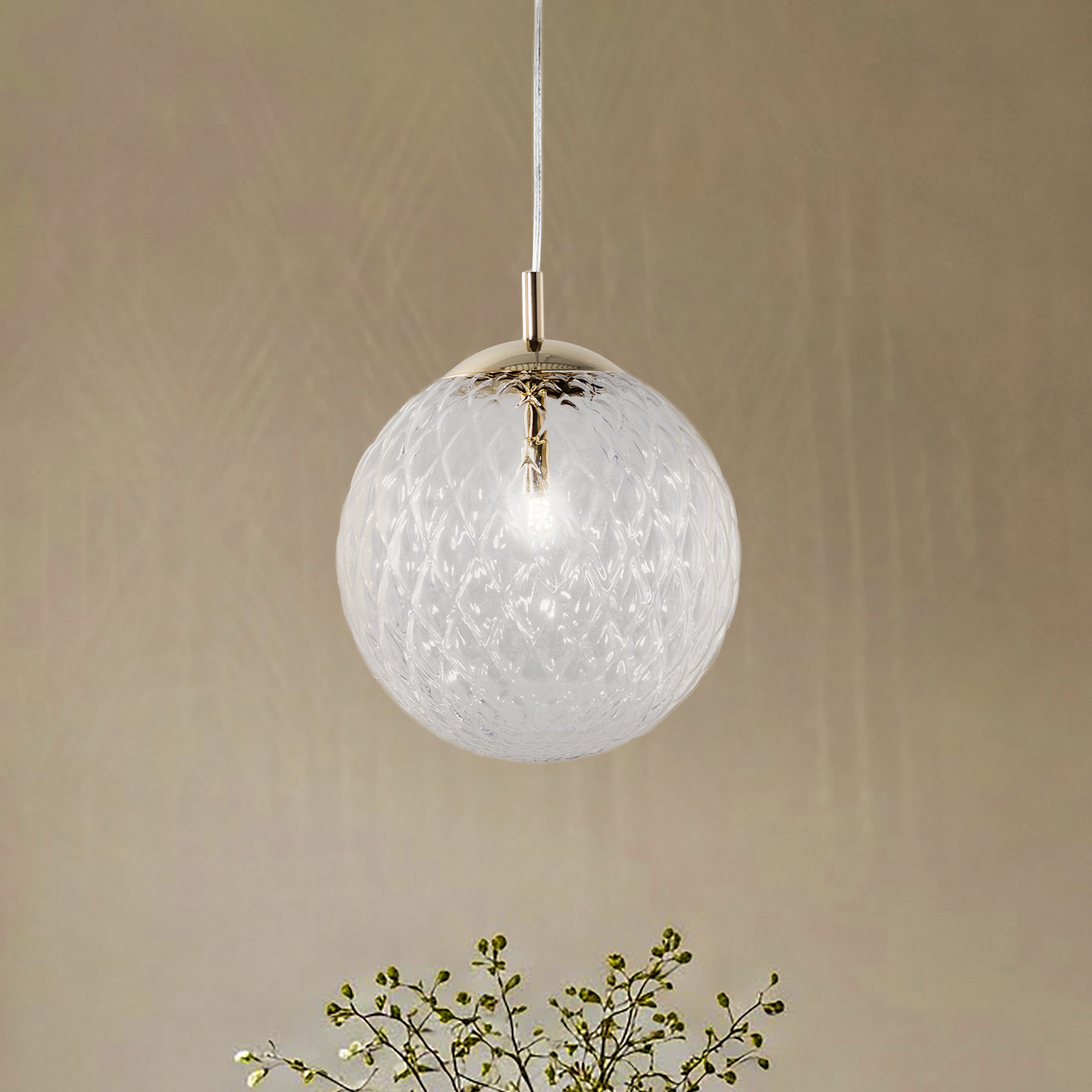 Cadix pendant light made of glass, 1-bulb, Ø 30 cm