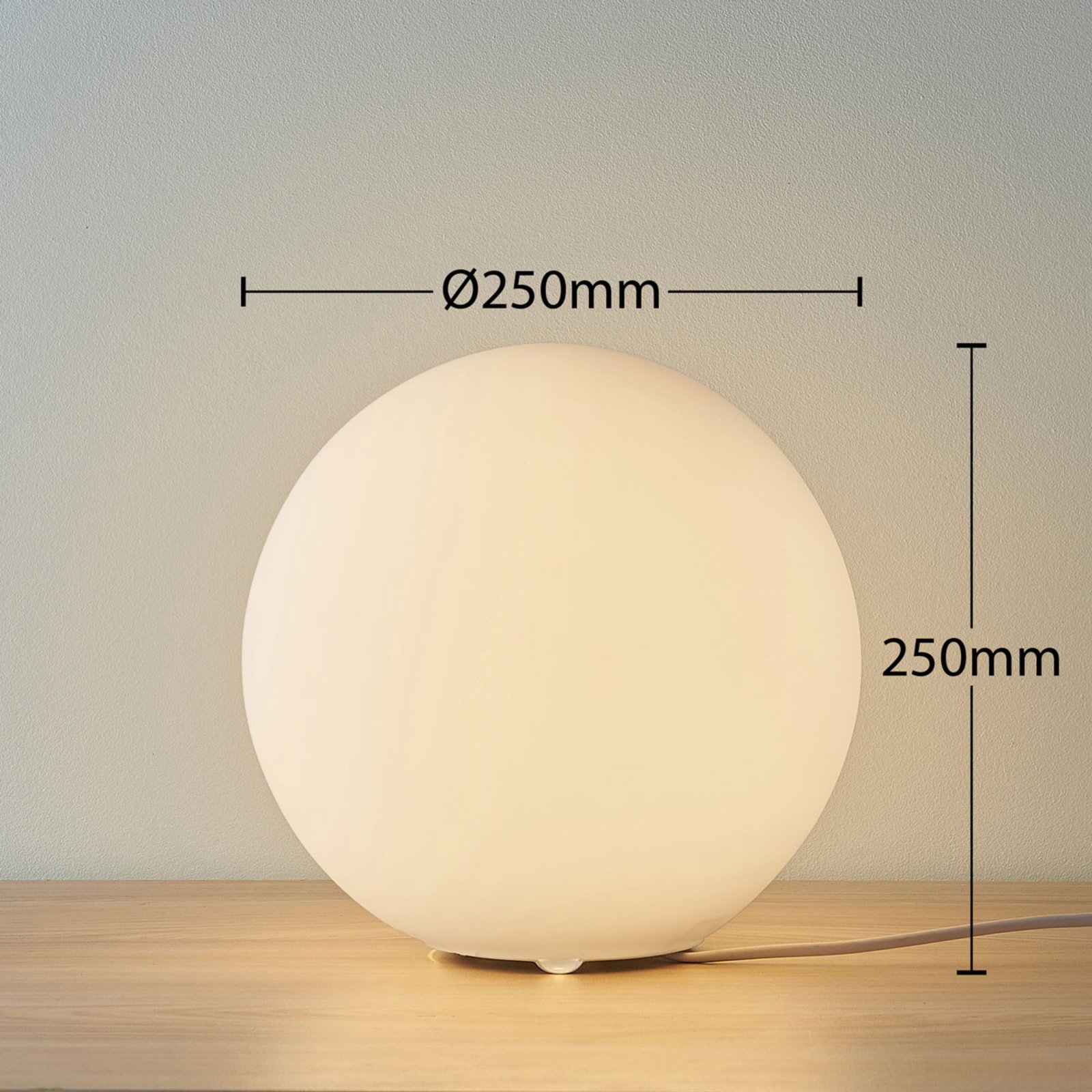 Lámpara de mesa Marike cristal esférico, blanco