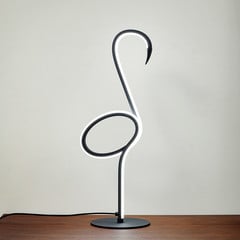 Lámpara de mesa LED Lindby Pajaro, 49cm, negro, aluminio, flamingo