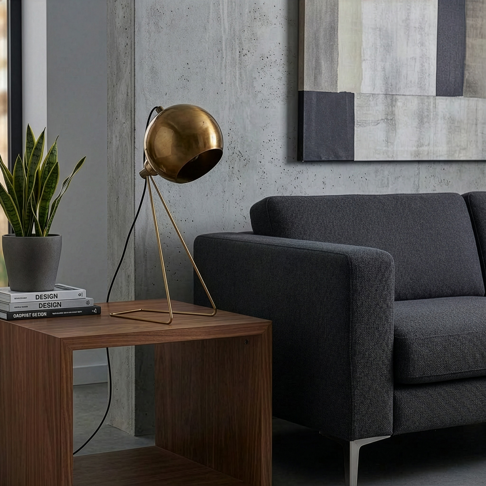 Tafellamp Mixed, messing, metaal, hoogte 45 cm, E14