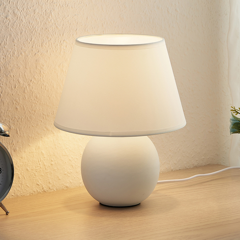 Lindby Calliota tygbordslampa, rund, vit