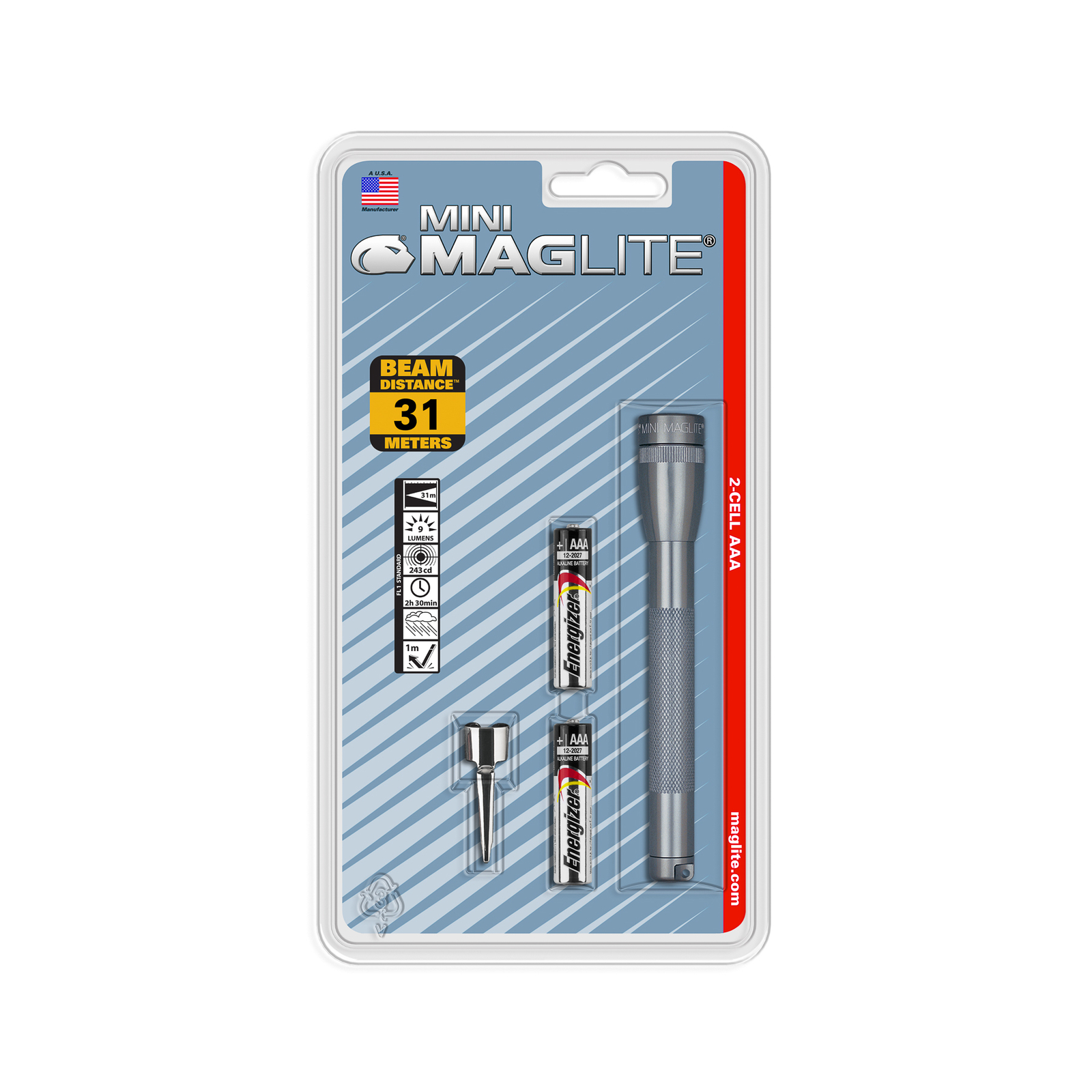 Maglite Xenon taskulamppu Mini, 2-kennoinen AAA, harmaa