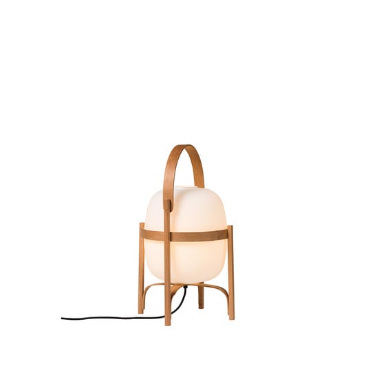 Lámpara de mesa Cesta Madera/Vidrio opalino blanco - Santa & Cole