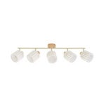 Faretto da soffitto Shiloh, naturale/beige, a 5 luci, legno di gomma - Lindby