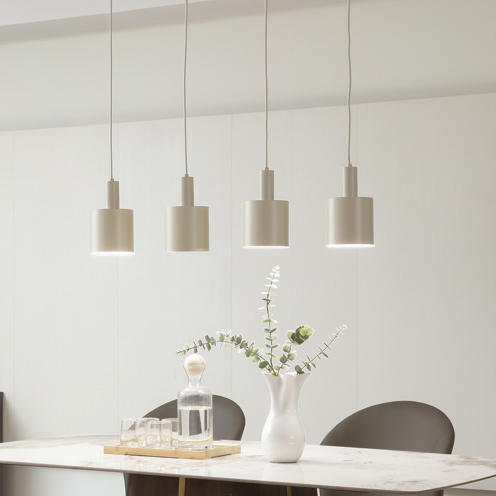 Lampă suspendată Lindby Ovelia bej 4 becuri metal E27 - Bucătărie - modern