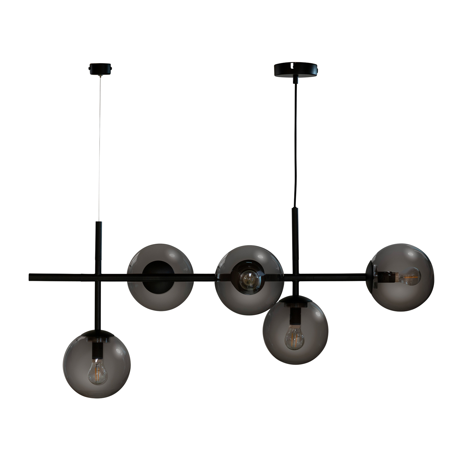 Dyberg Larsen Como hanging light, 5-bulb, black