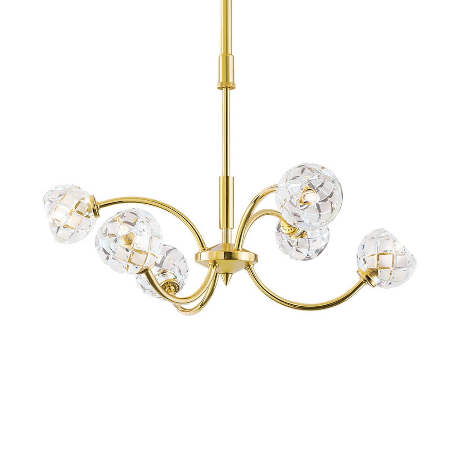 Loodkristal-hanglamp Maderno, goud, 51cm