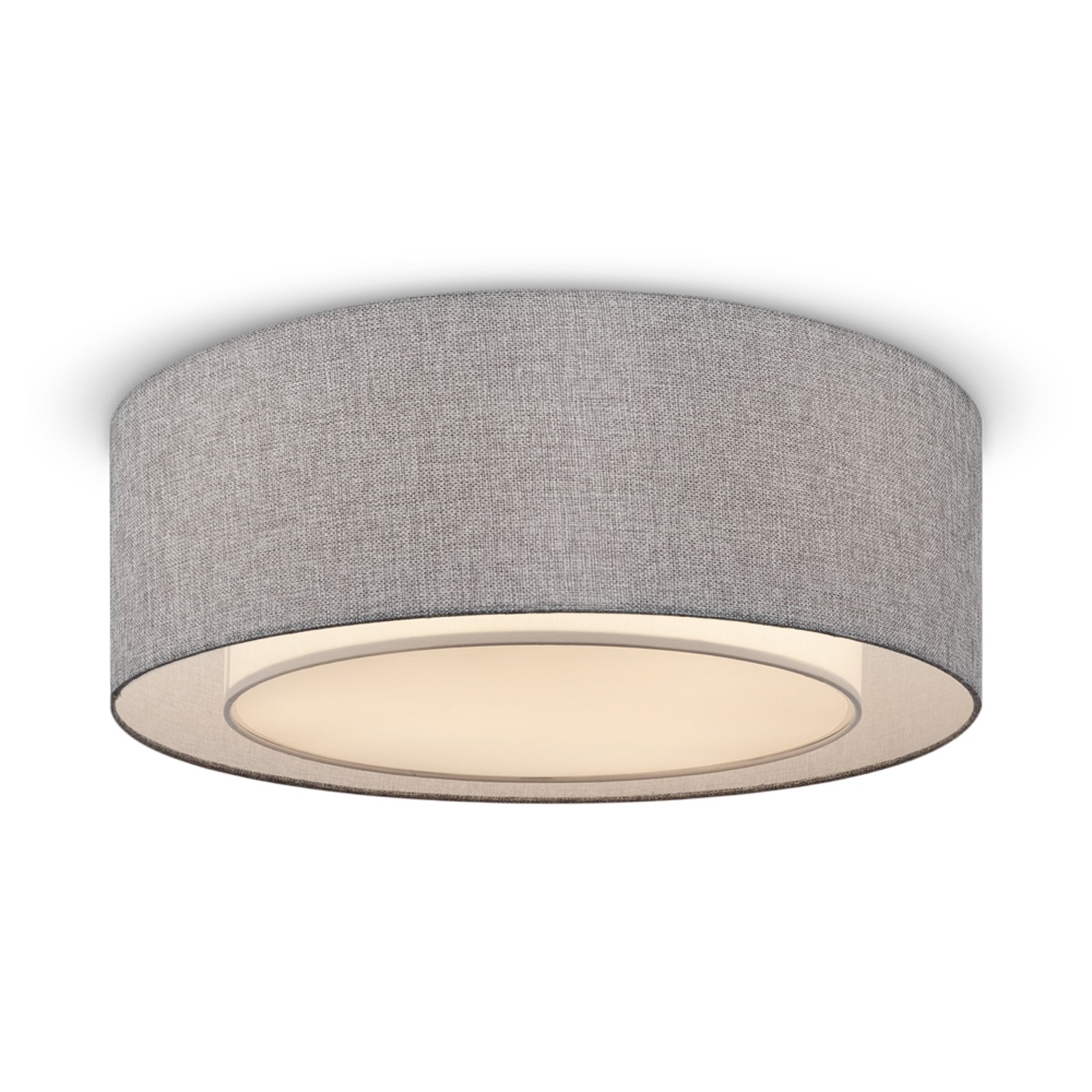 Maytoni Bergamo ceiling light, grey/white, linen, Ø 52 cm