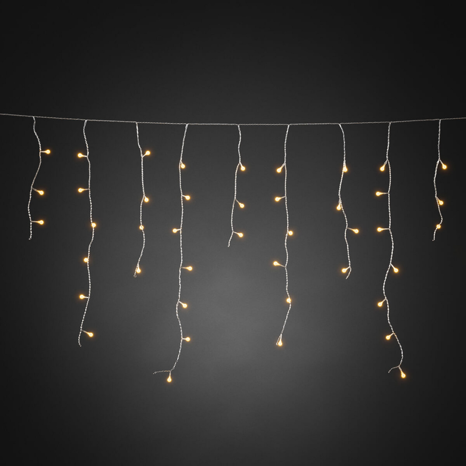 Konstsmide Christmas Cortina de luz LED chuva de gelo âmbar transp. 5m - Transparente - Plástico