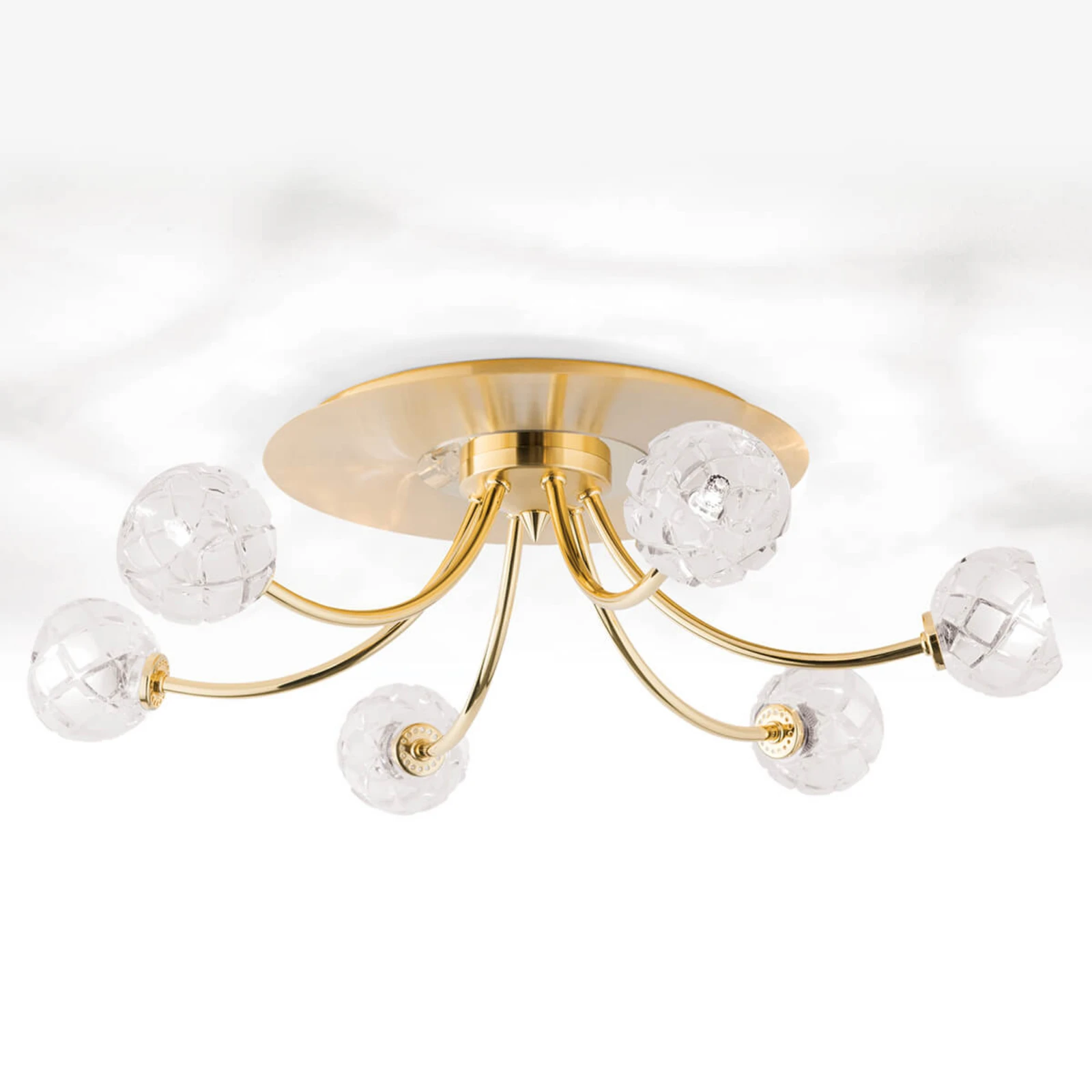 Plafonnier cristal de plomb Maderno, doré, 57 cm
