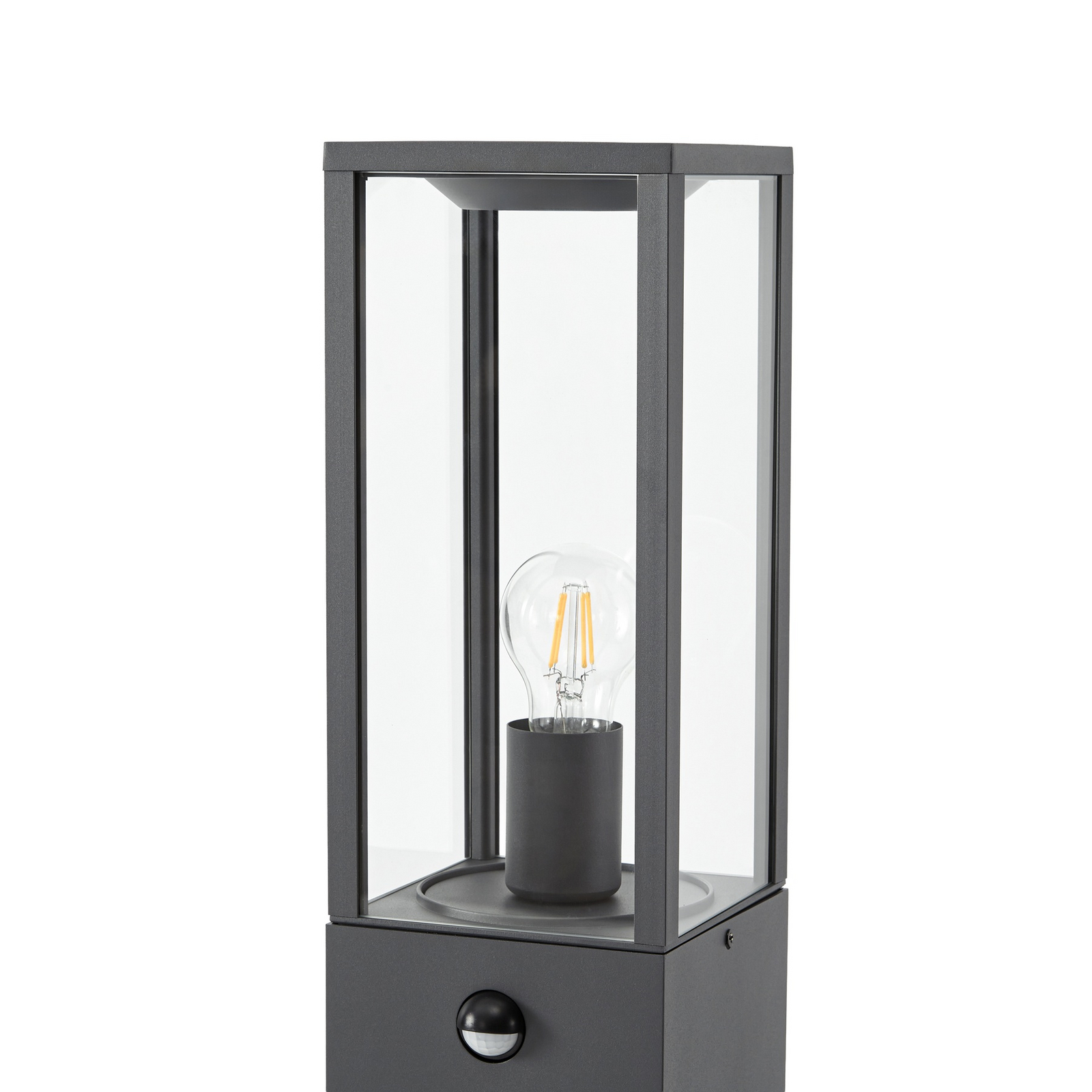 Bolardo luminoso Lindby Peldar, antracita/transparente, 80 cm, sensor