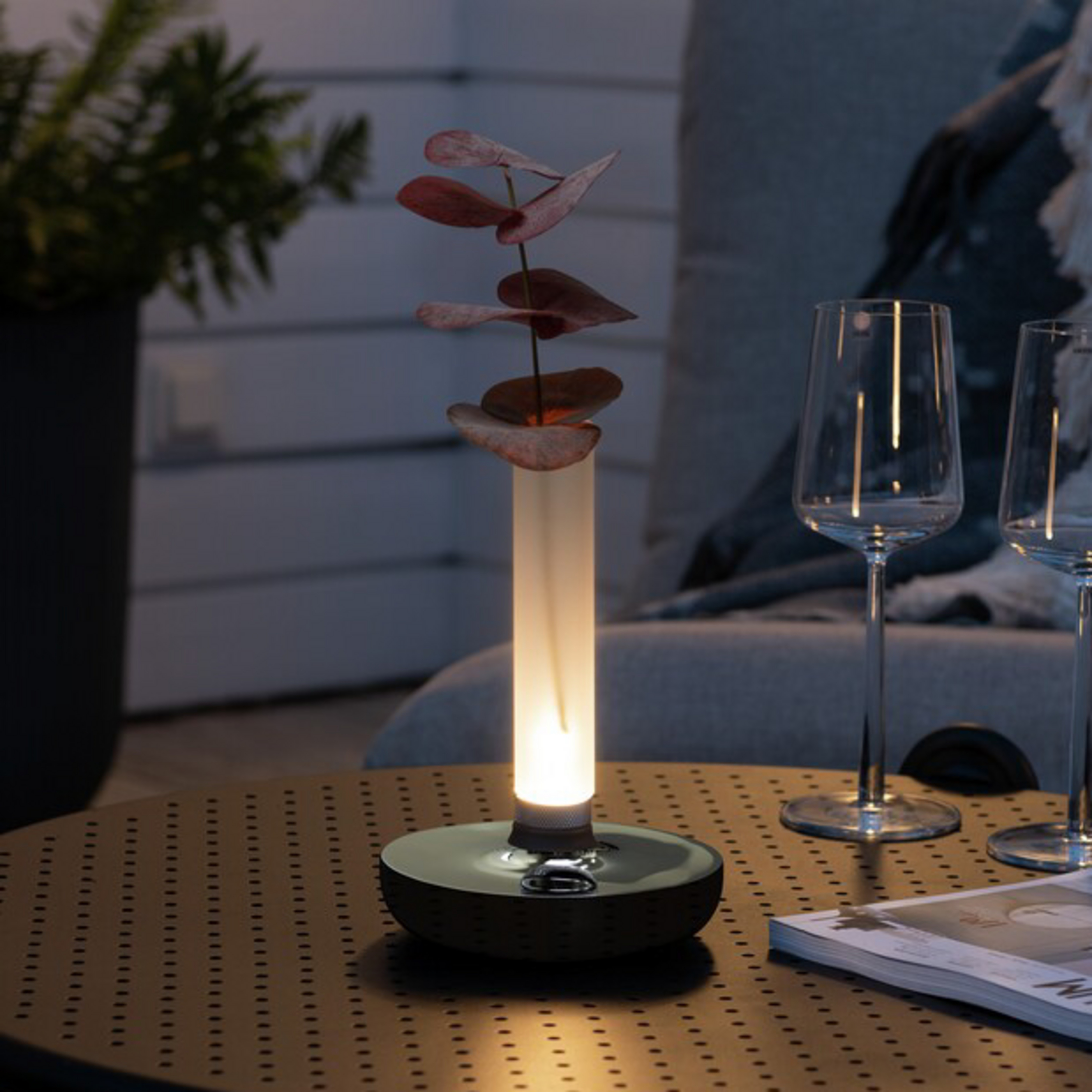 Lampe table LED Biarritz IP54 batterie CCT argenté