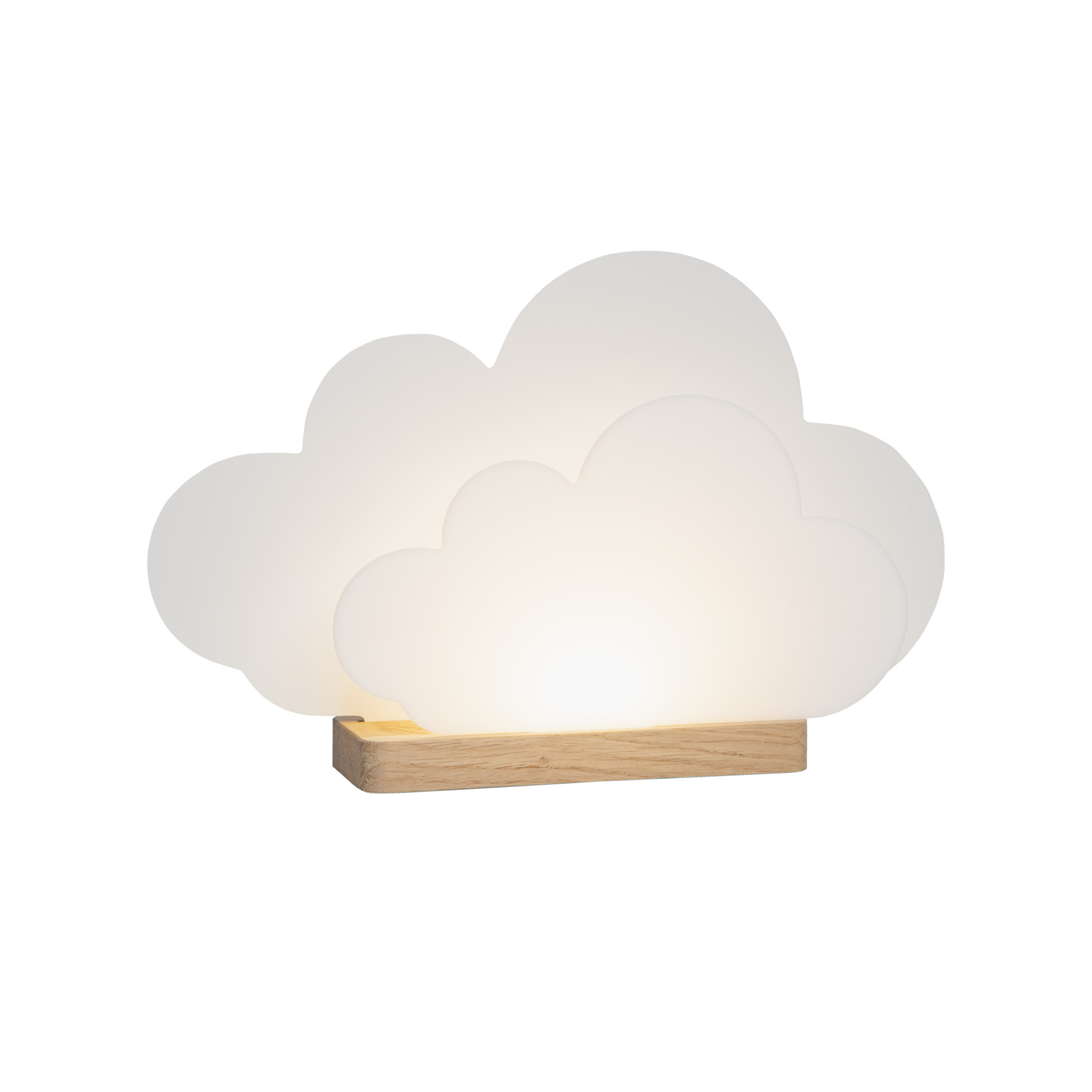 LED-bordlampe Wölkchen, hvid, træ, 3000 K, dæmpbar