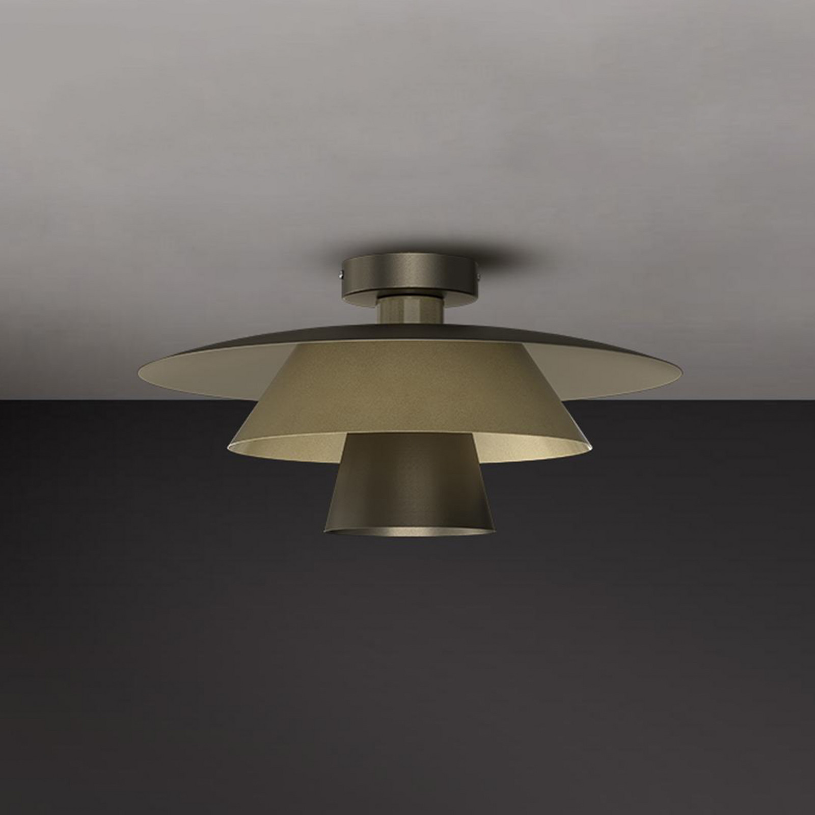 Luminex Plafonieră Plato titan/auriu metal Ø 38 cm E27 - Camera de zi / sufragerie - Modern - titan auriu
