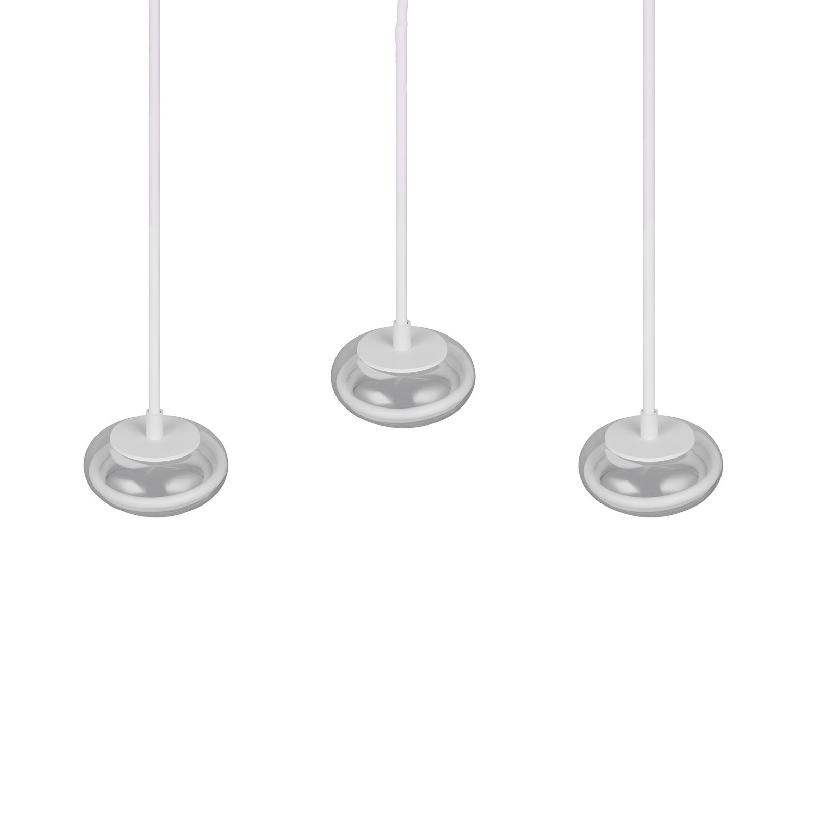 Lampada LED a sospensione Tarsia, bianco opaco, lunghezza 91 cm, vetro, a 3