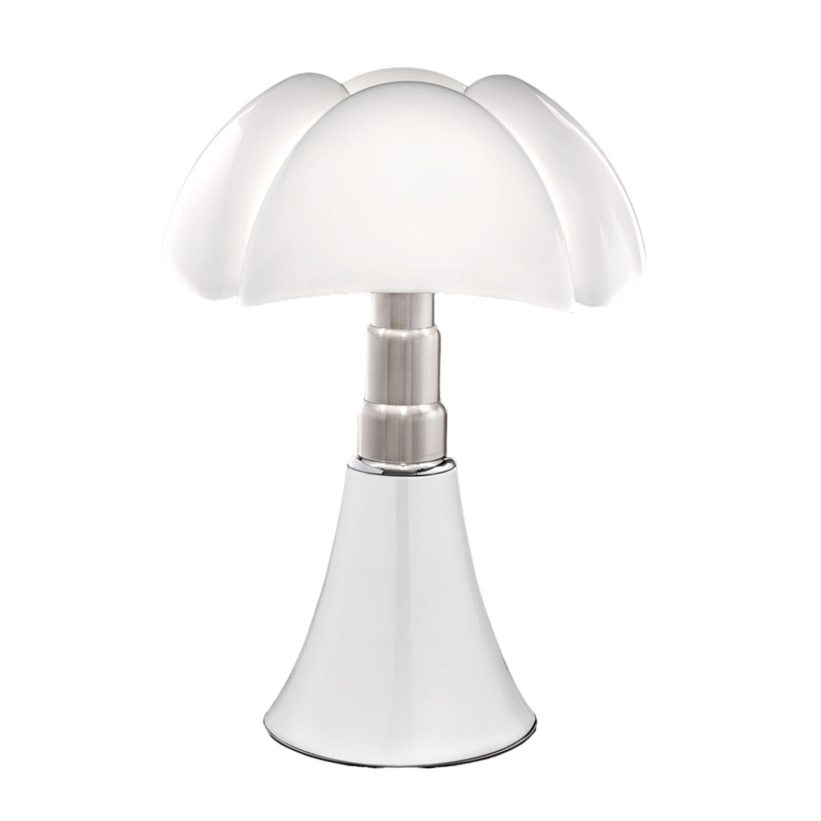 Højdeindstillelig bordlampe Pipistrello, i hvid