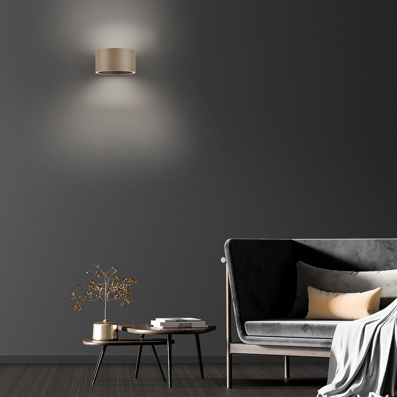 PURE kinkiet LED Clipse, kolor brązowy, aluminium Ø 15 cm