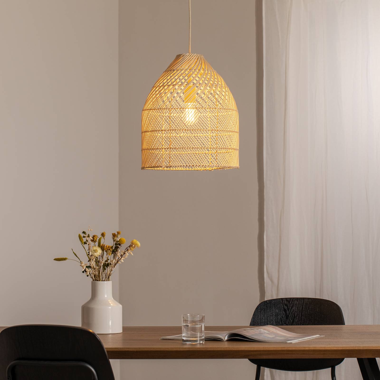 Hängeleuchte Luis, Ø 35 cm, Rattan, E27 günstig online kaufen