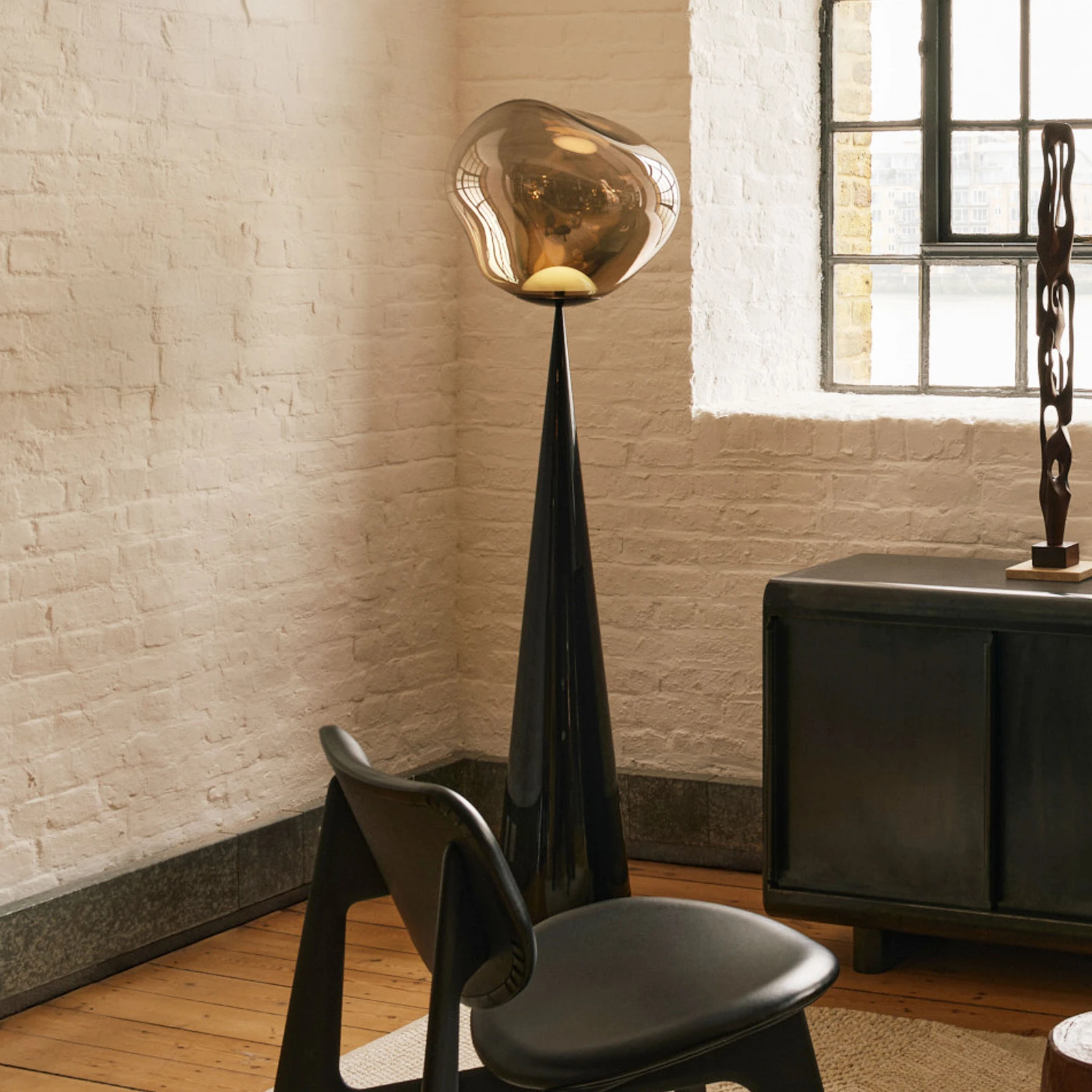 Tom Dixon LED floor lamp Melt Cone Flat, bronze-coloured, 175 cm