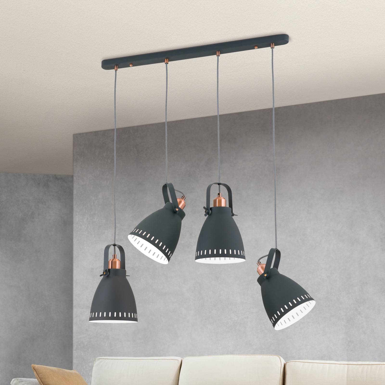 Lampa wisząca Theke z metalu, 4-punktowa