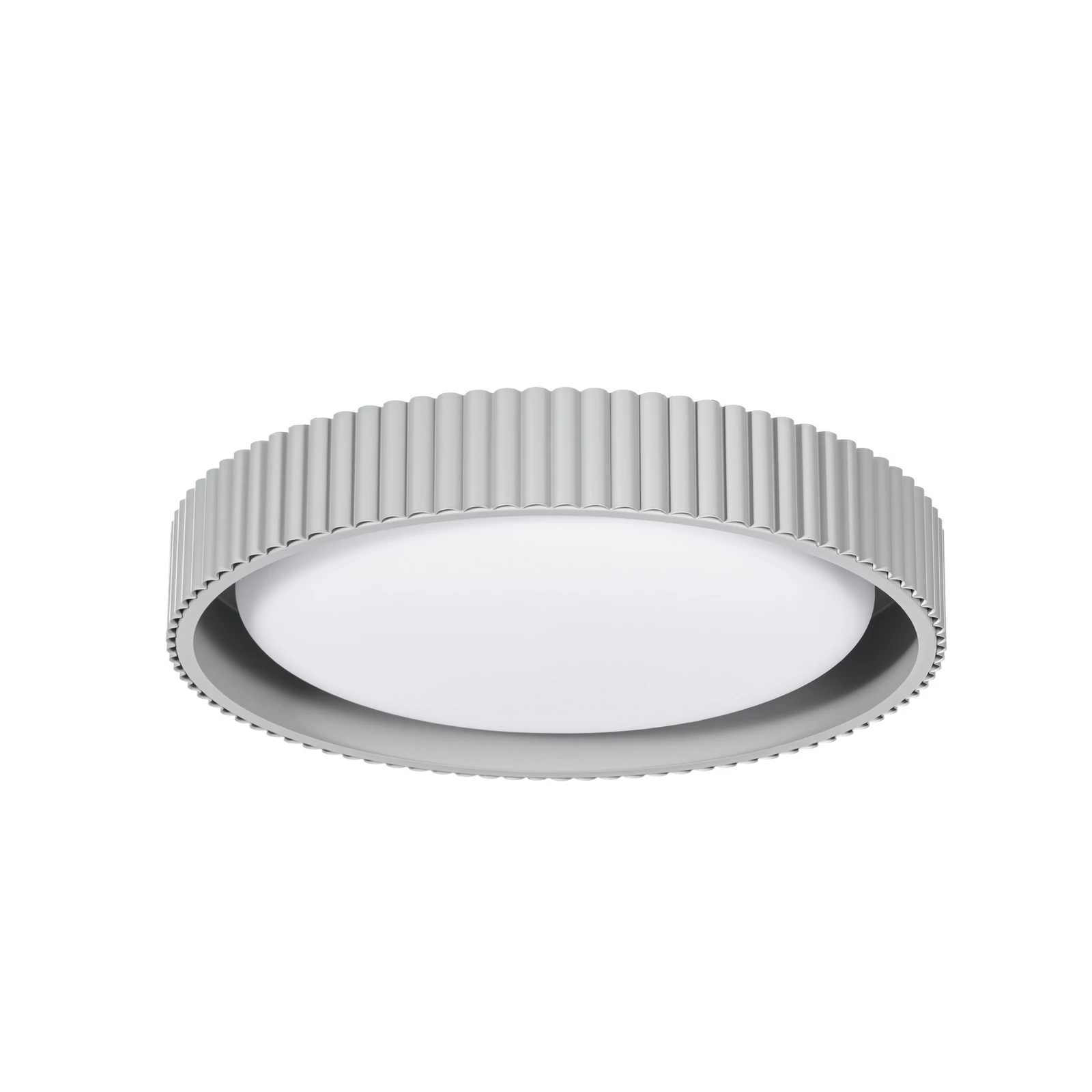Plafonnier LED Lindby Colbie, gris nervuré, Ø 46 cm, à intensité variable.