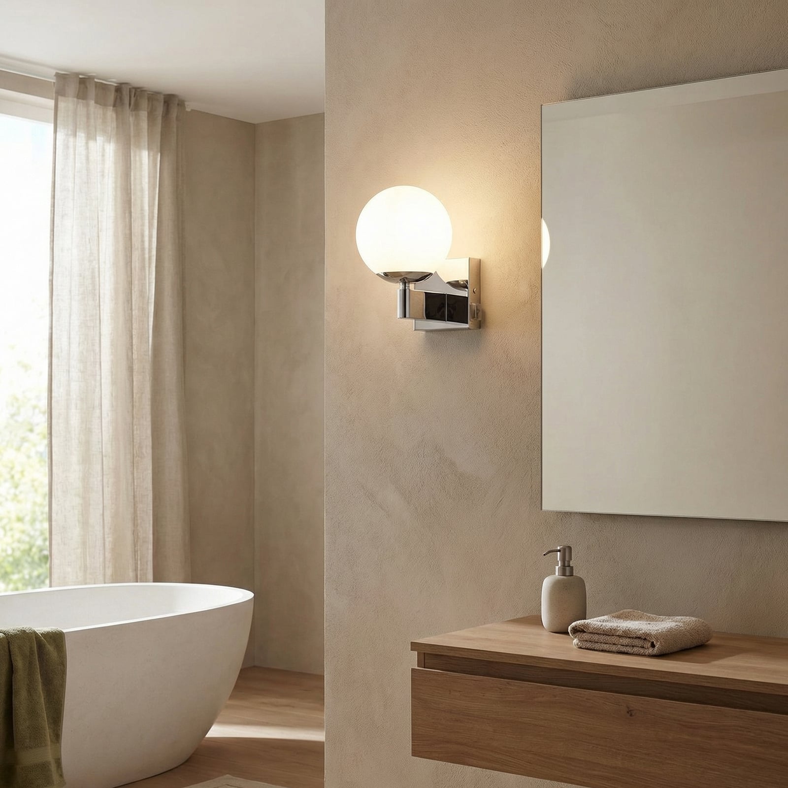 Applique Kula salle de bain verre IP44 chromée