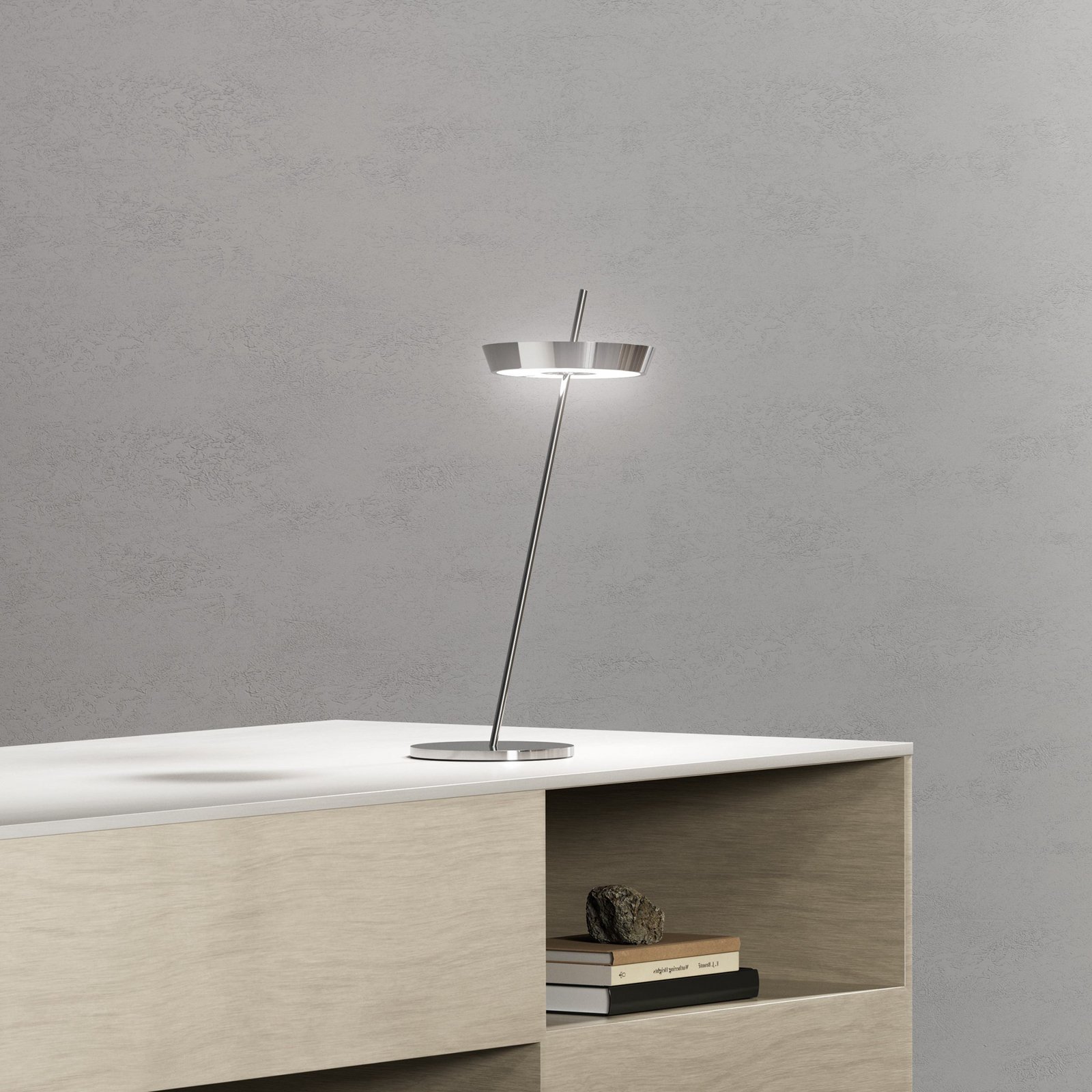 LED-Akku-Tischlampe Mahina chromfarben Höhe 36 cm Metall CCT
