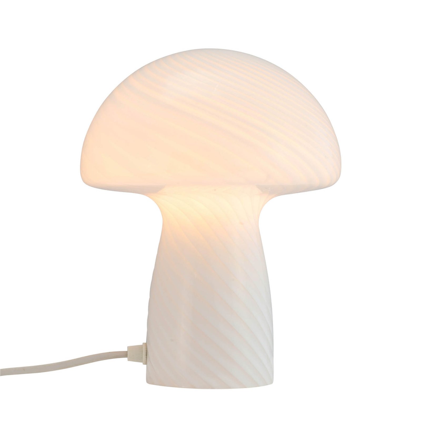 Dyberg Larsen Lámpara de mesa Mushroom, blanca, altura 23 cm, cristal