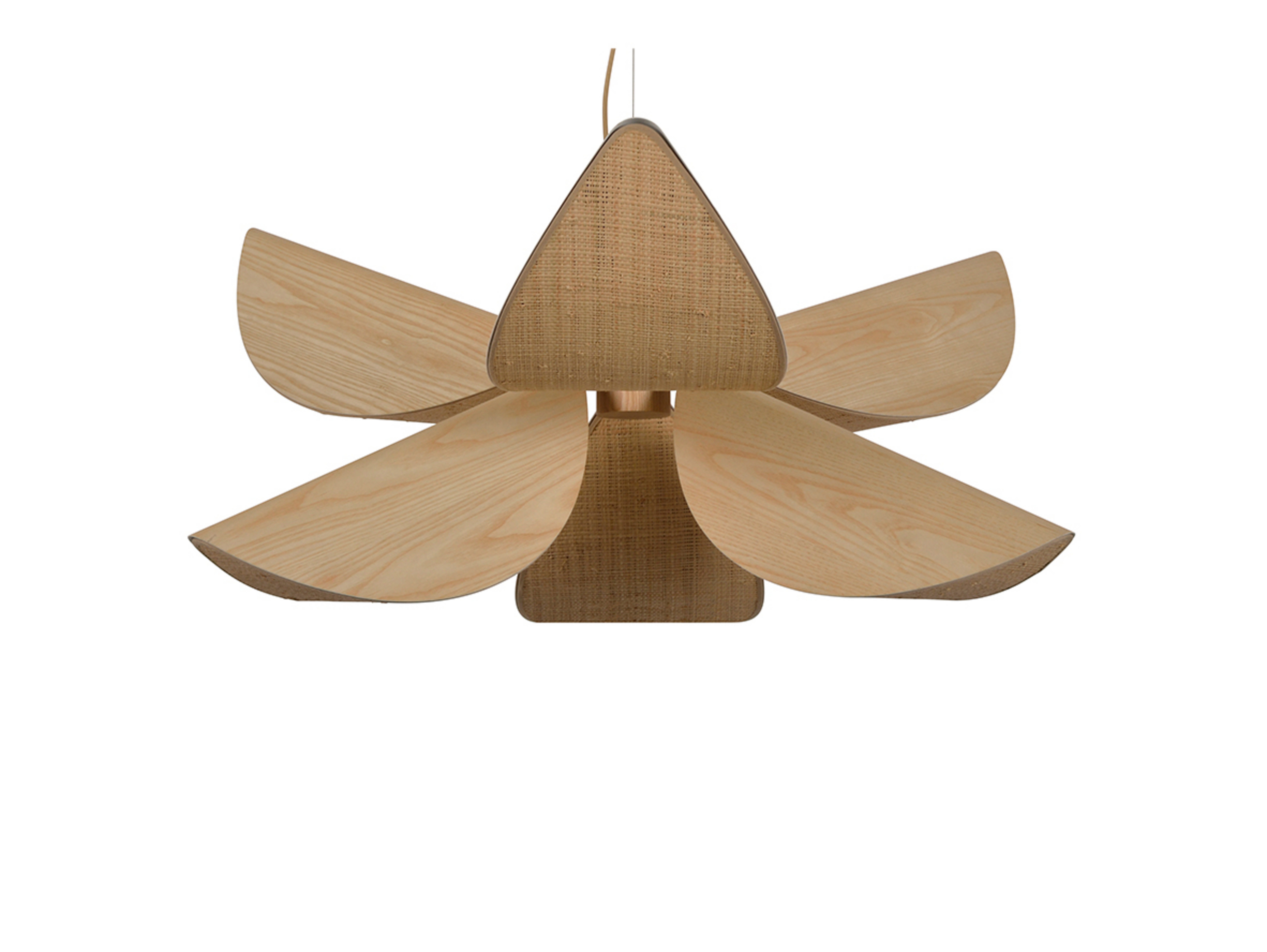 Lys pendant light, L, 6-bulb, natural, wood/raffia - Forestier