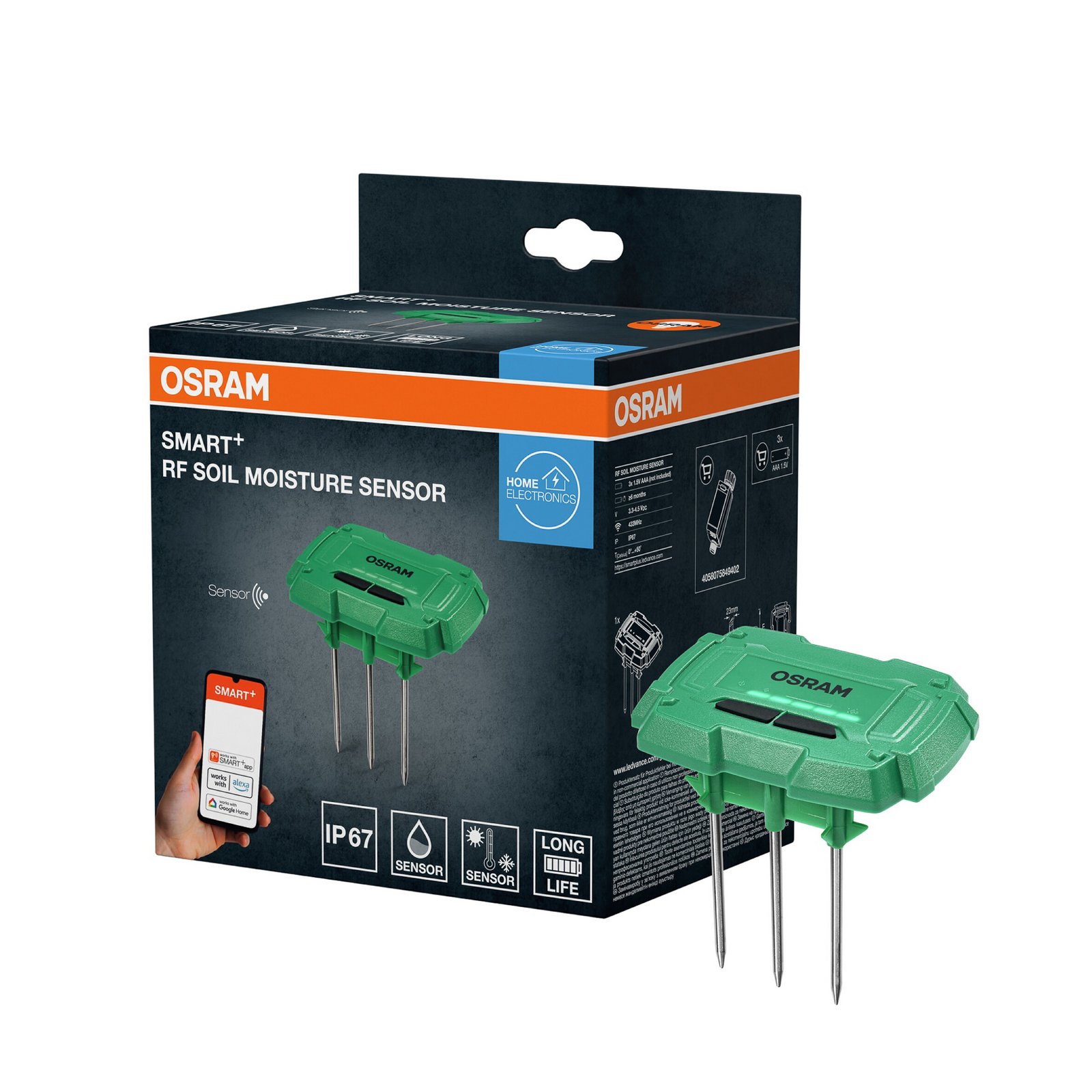 OSRAM SMART+ WiFi jordfugtighedssensor, grøn, IP67, batteri