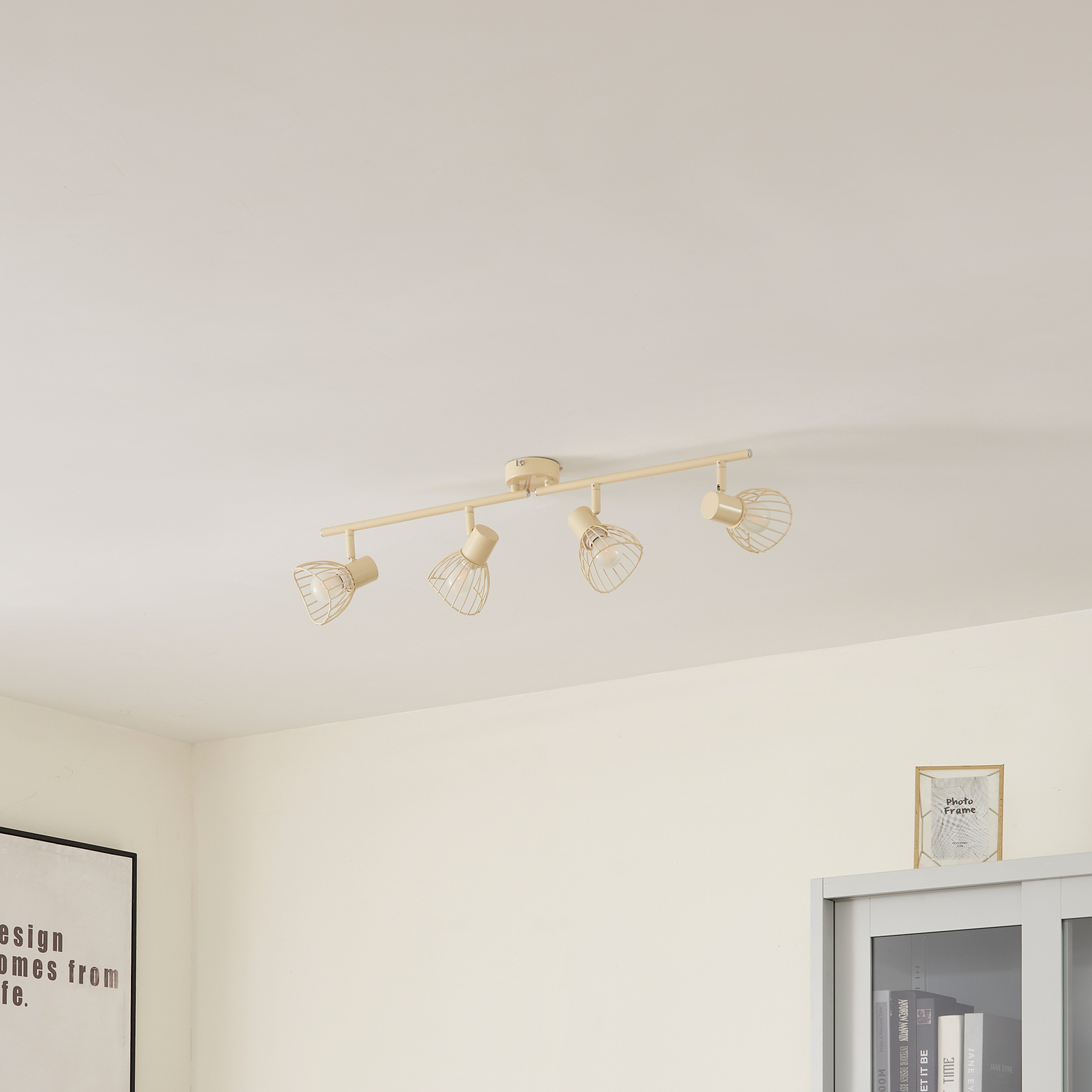 Lindby ceiling light Piena, beige, 4-bulb, metal, 70cm