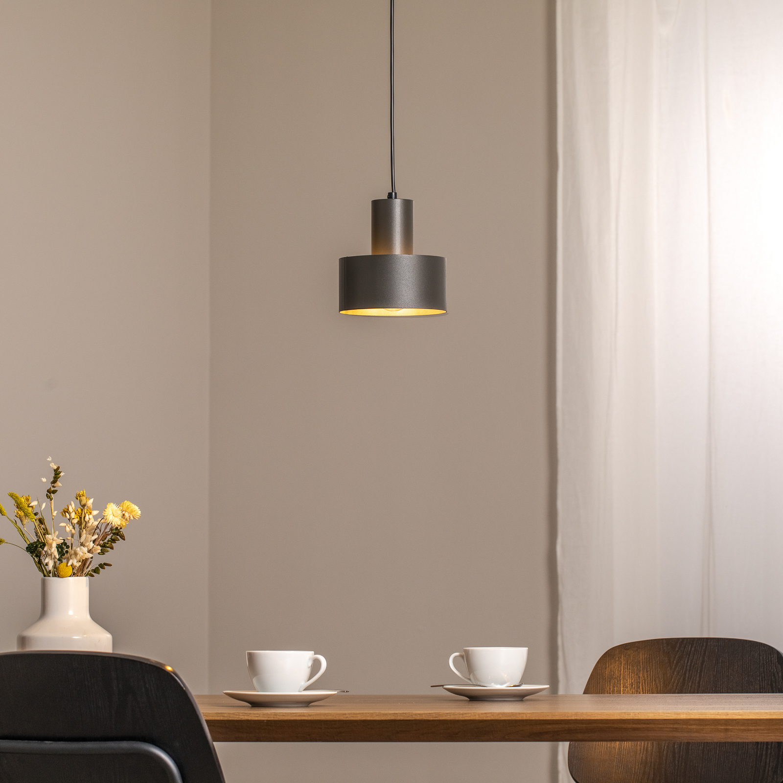 Rif S pendant light, olive green, 1-bulb, Ø 15 cm, steel 