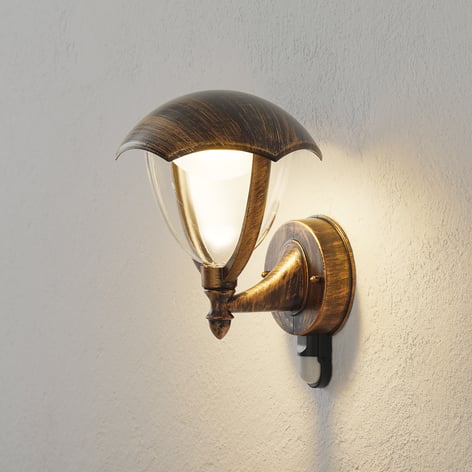 Utendørs vegglampe Gracht LED med bev.meld. rust