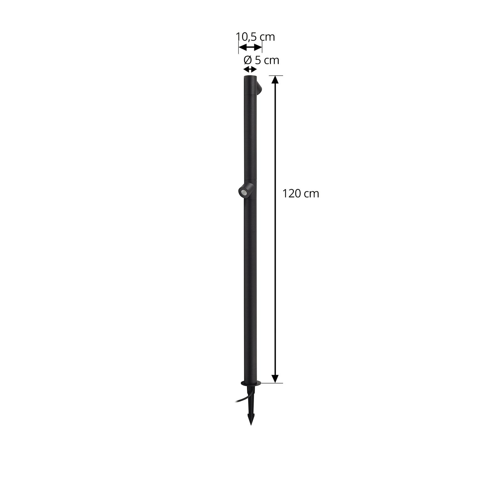 Lindby LED path light Luzian, height 120cm, black, ground spike