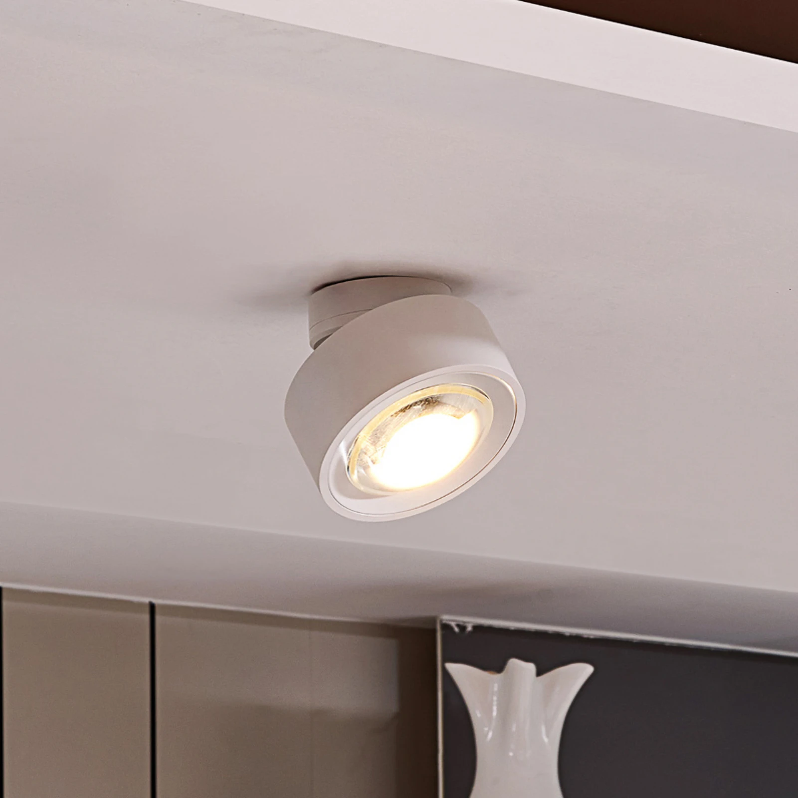 Arcchio LED-Deckenlampe Rotari, weiß, 12 cm, beweglich