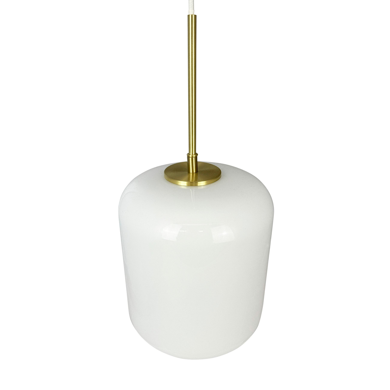 Dyberg Larsen hanging light Silvia, Ø 20 cm, opal/brass, glass