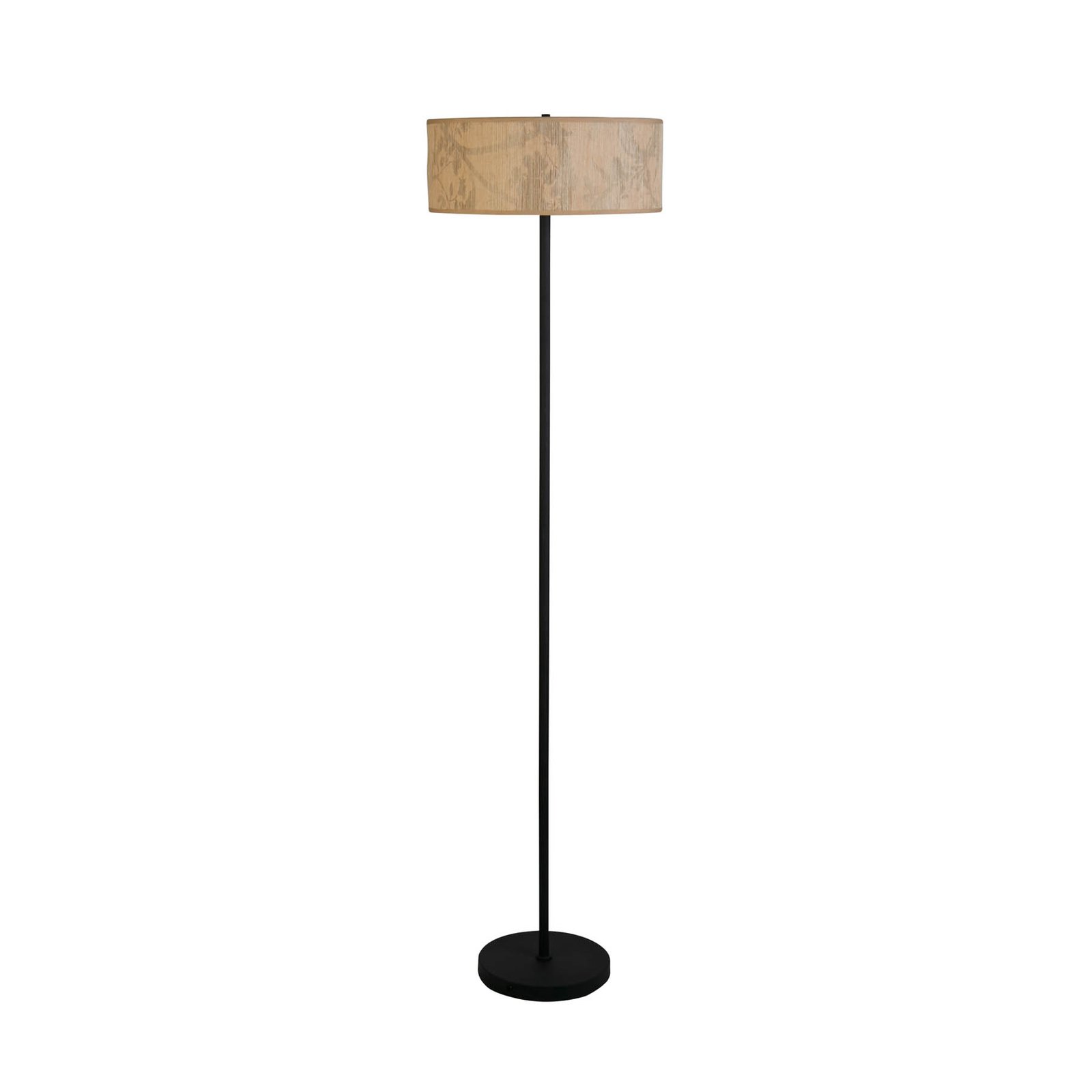 Podna lampa Isla, Ø 40 cm, smeđa, bež, bambus, čelik