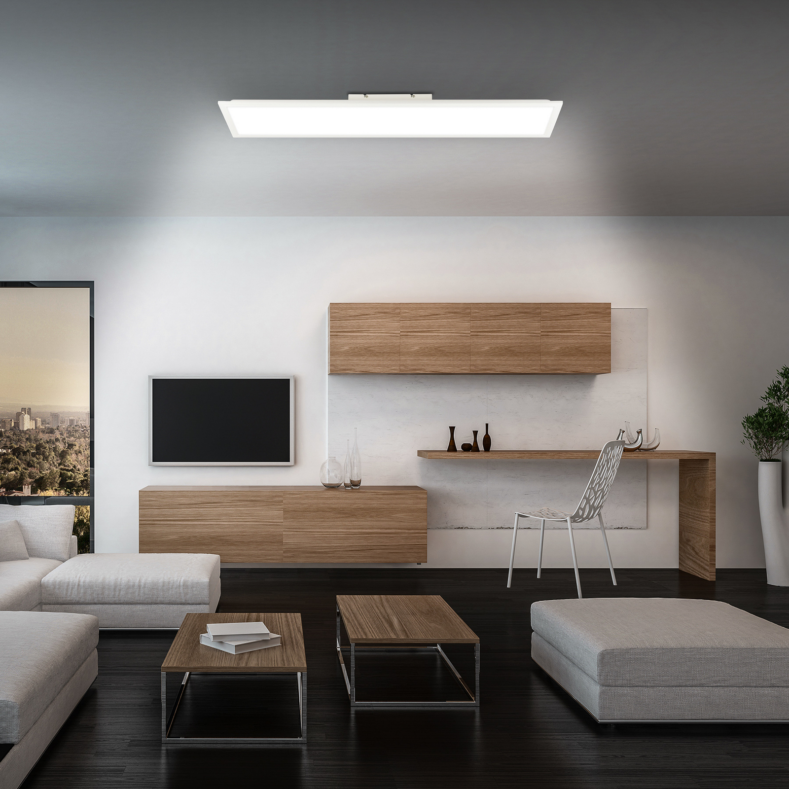 Panneau LED Simple 100 x 25 cm, blanc, ultraplat, IP44, 4000 K