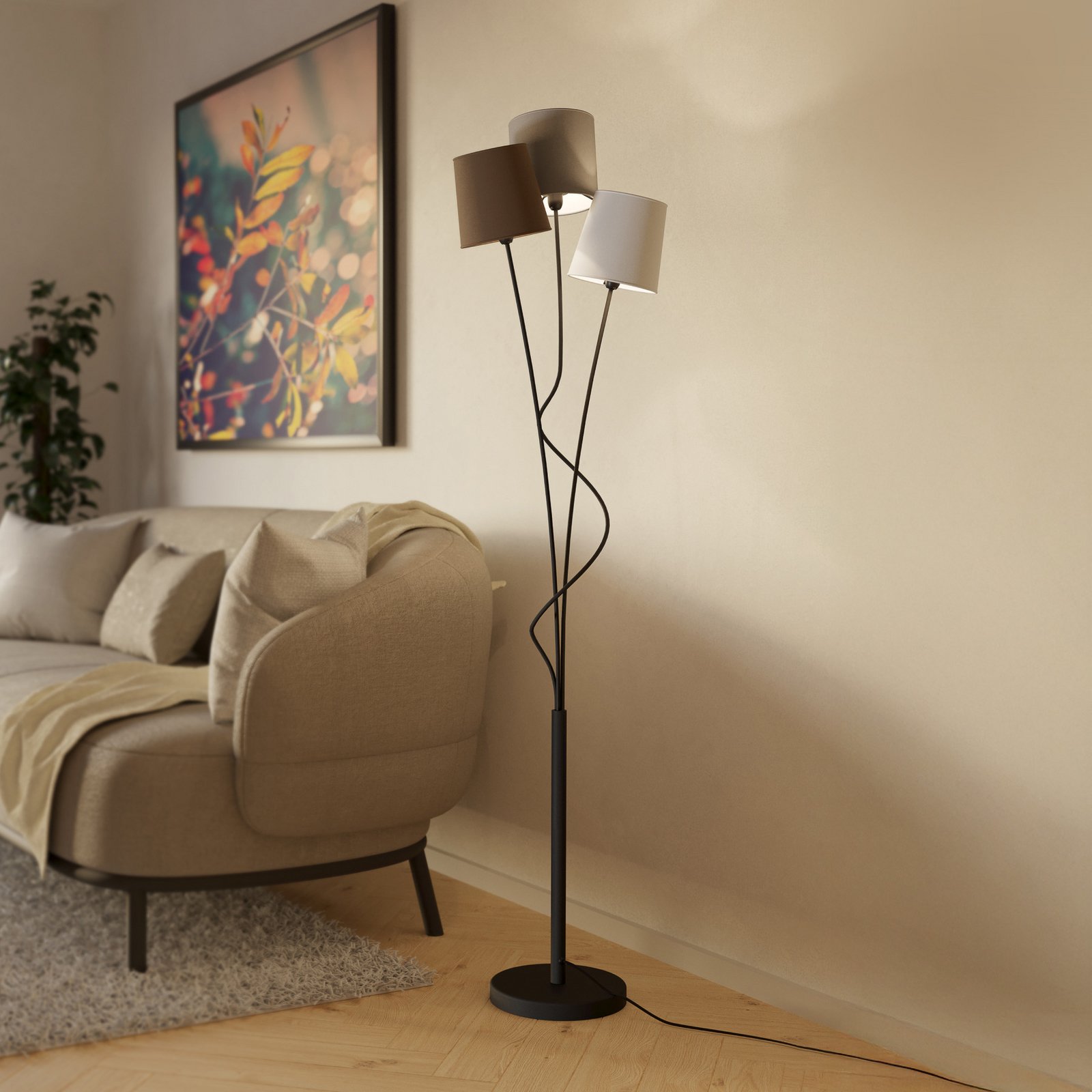 Maronda álló lámpa három textilbúrával