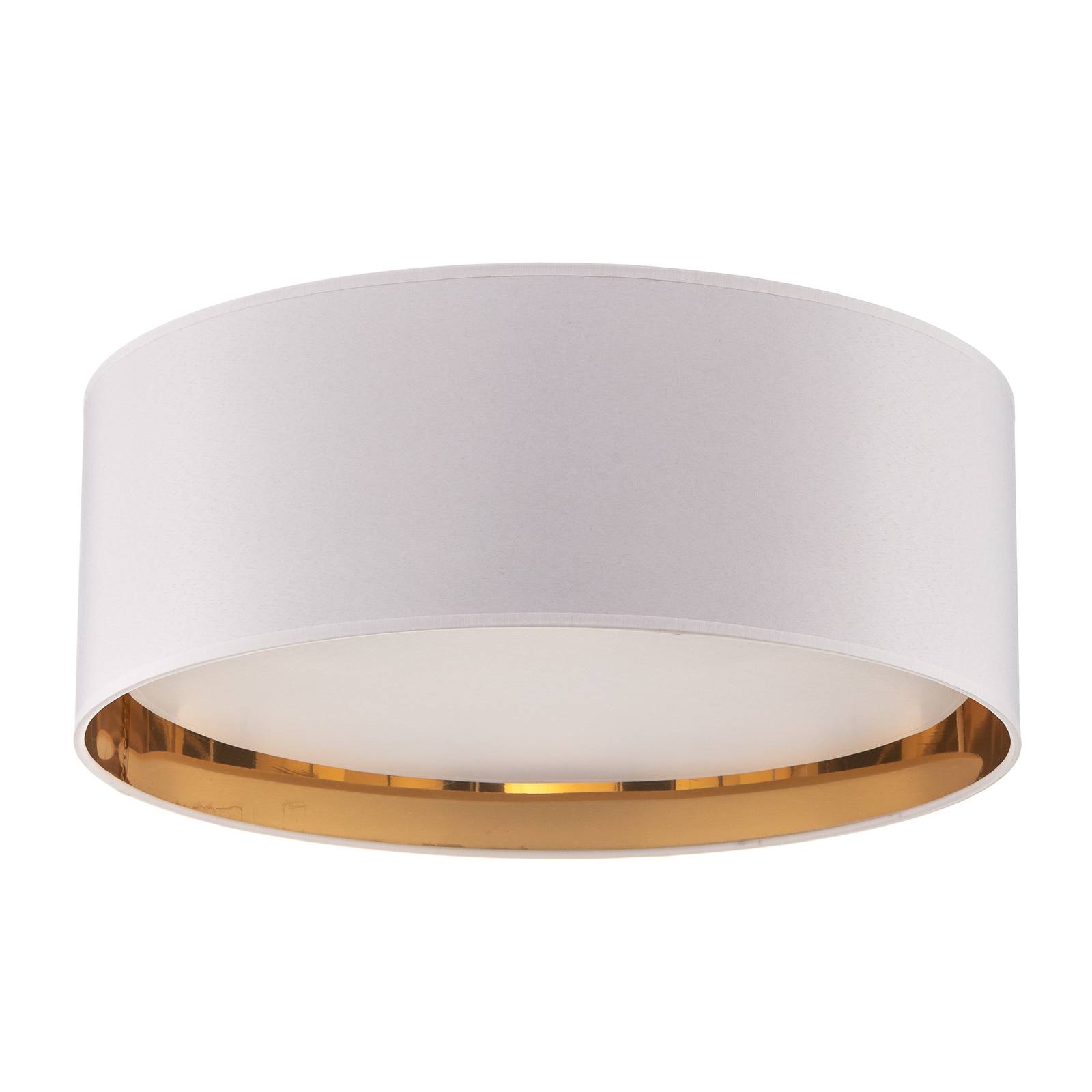 Euluna Bilbao ceiling light, Ø 45 cm, white/gold, for Bedroom, metal, fabric, plastic, E27, 15 W, H: 17 cm