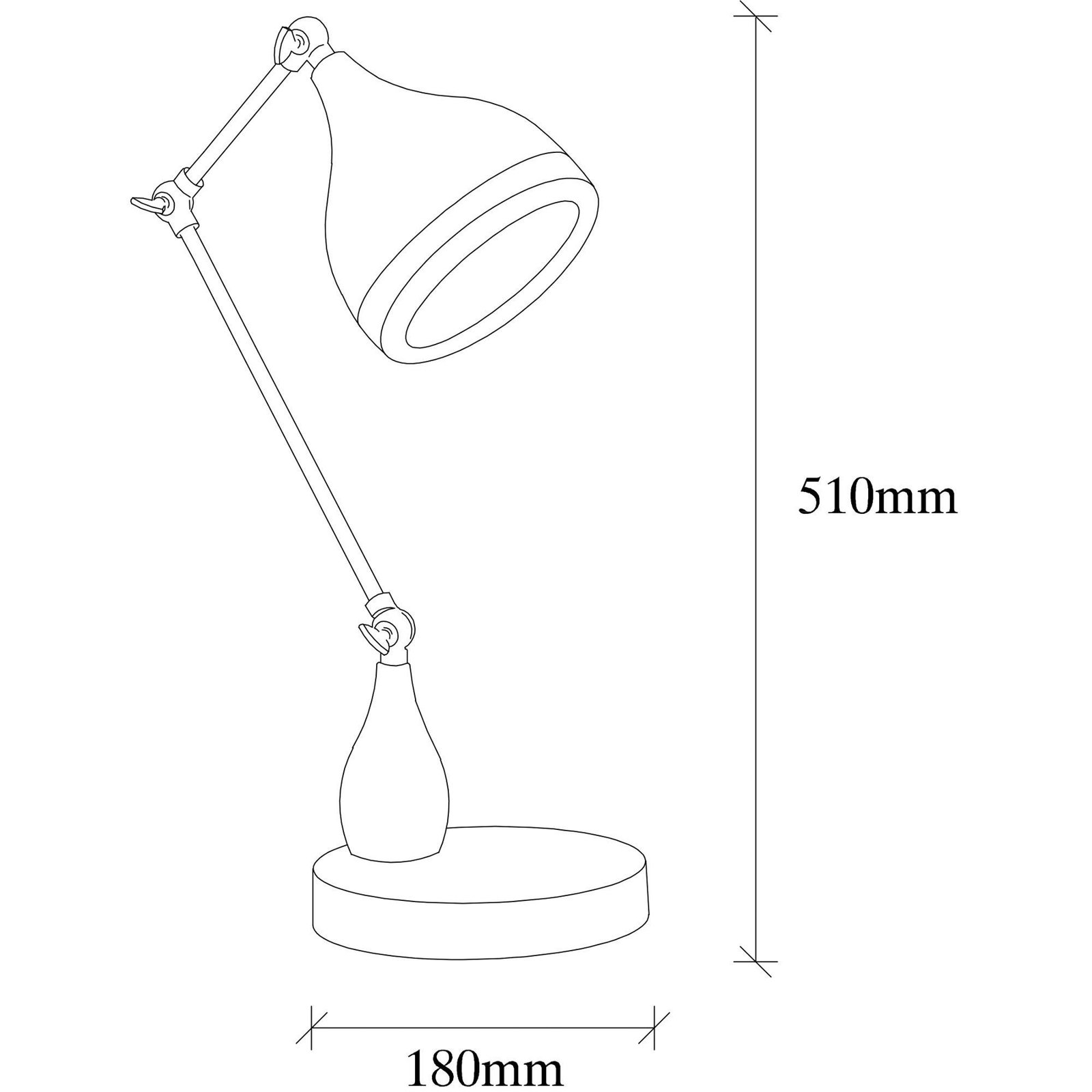 Tischleuchte Yildo 7015, schwarz/kupfer, Metall, Höhe 50 cm