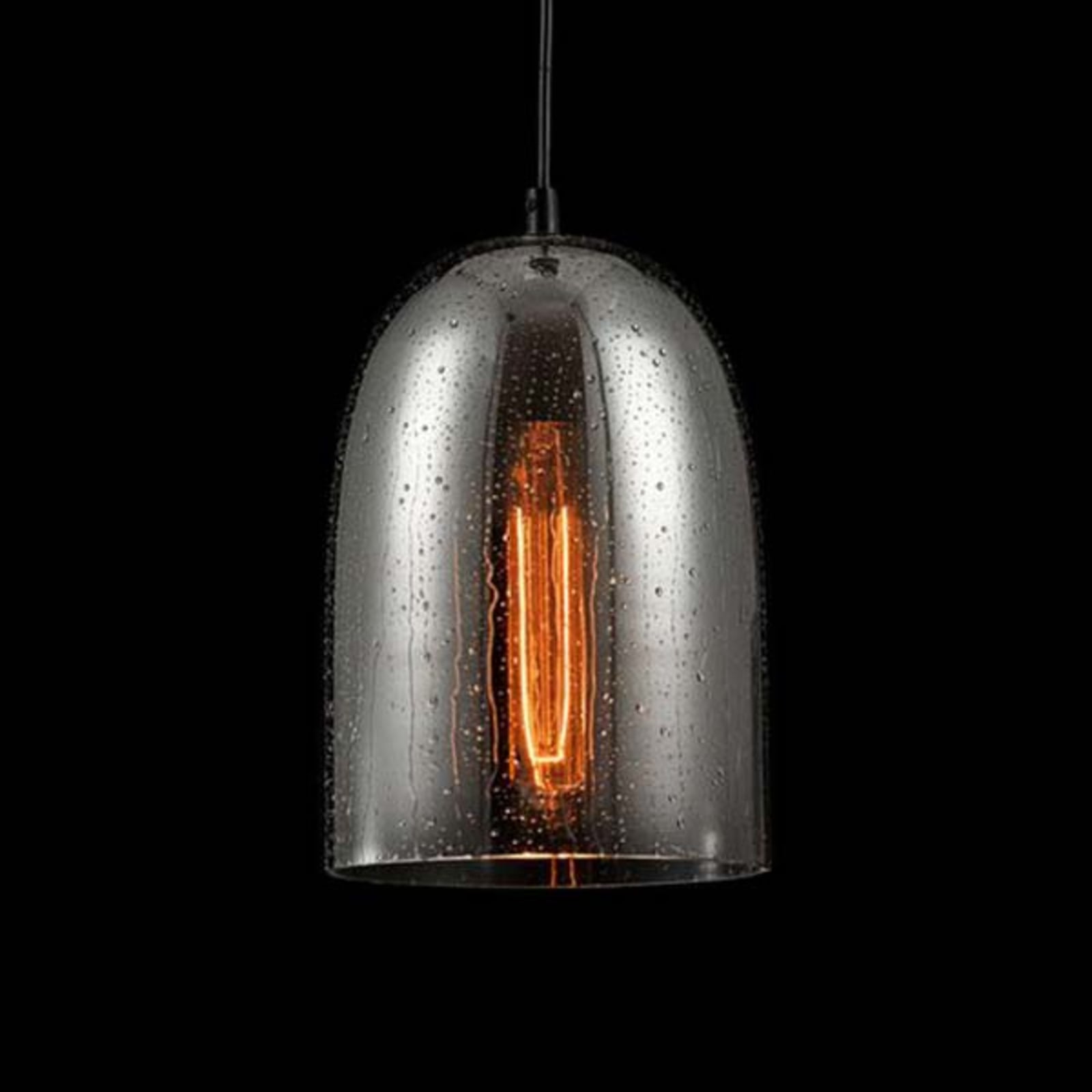 Maytoni Bergen glass pendant light, rain effect Ø 17.5 cm, for Living / Dining Room, metal, glass, E27, 60 W, energy efficiency: A++, H: 25 cm