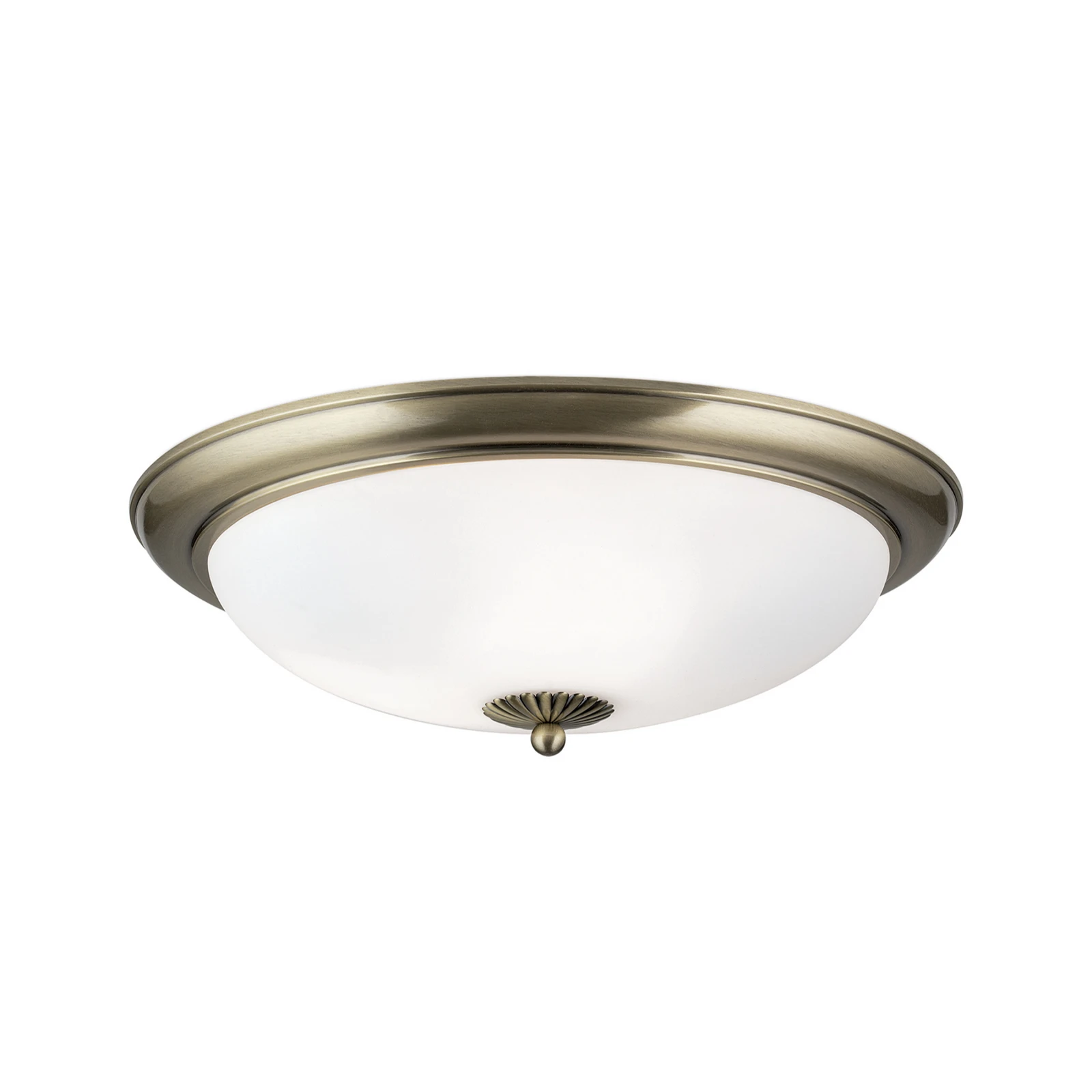 Plafonnier Empire, Ø 48 cm, laiton vieilli, verre opalin mat